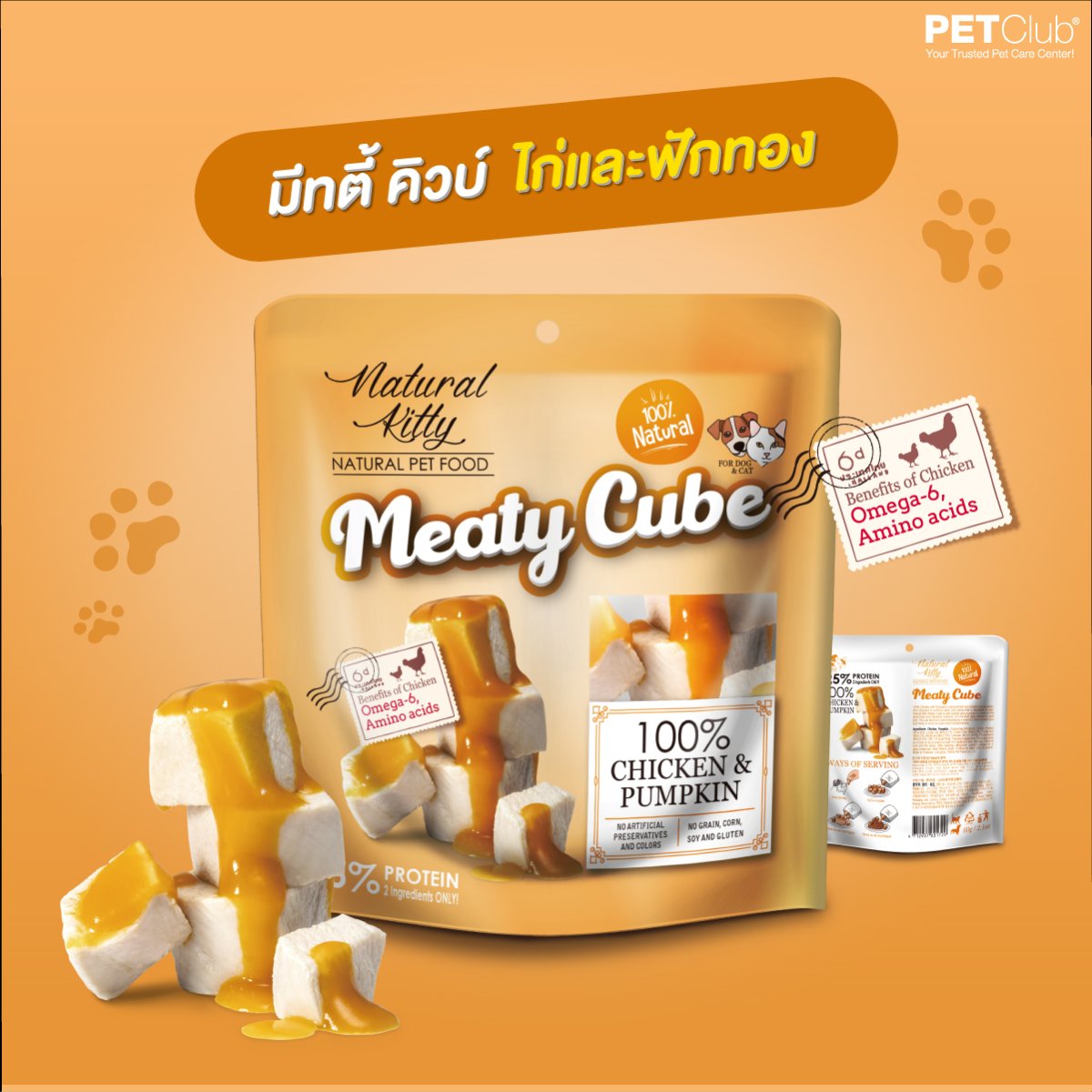 Meaty Cube 100 Chicken & Pumpkin Sause Fillet for Dogs and Cats