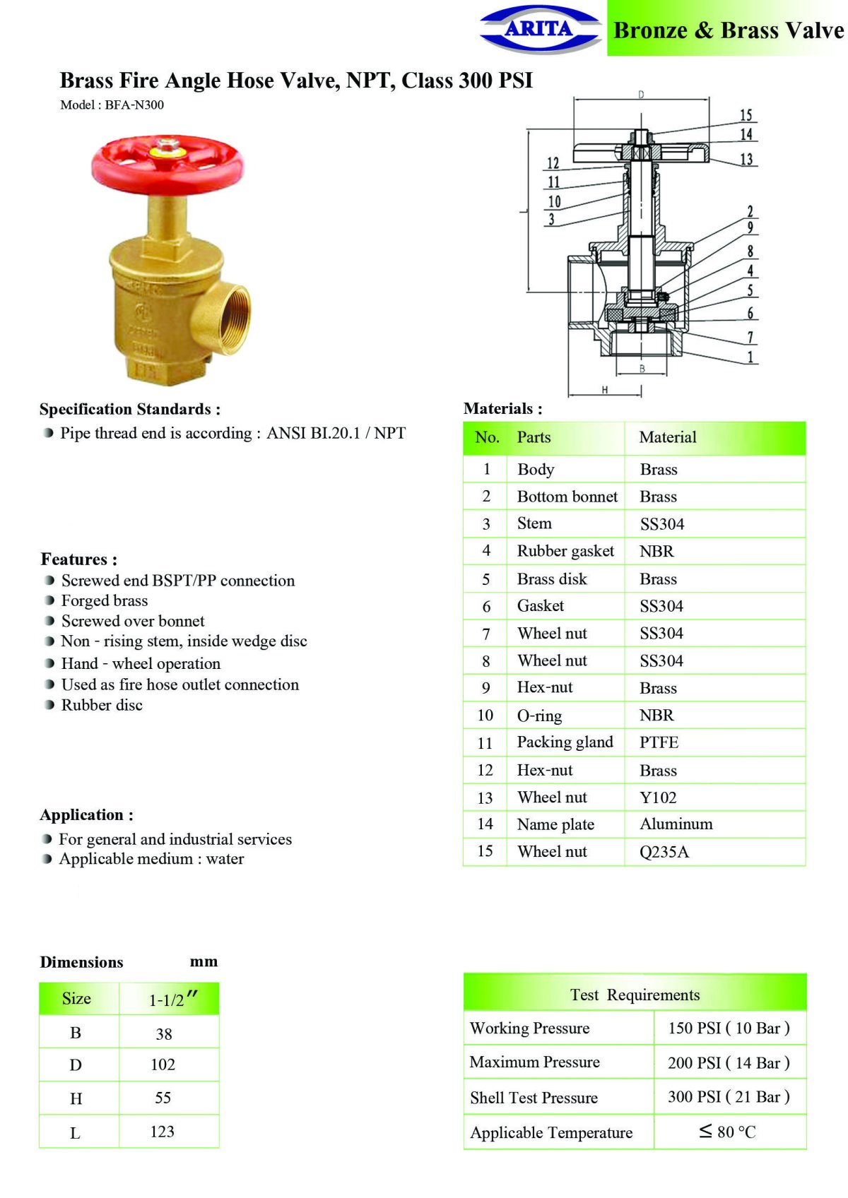 Brass Fire Angle Hose Valve, BSPT pneumaengineering