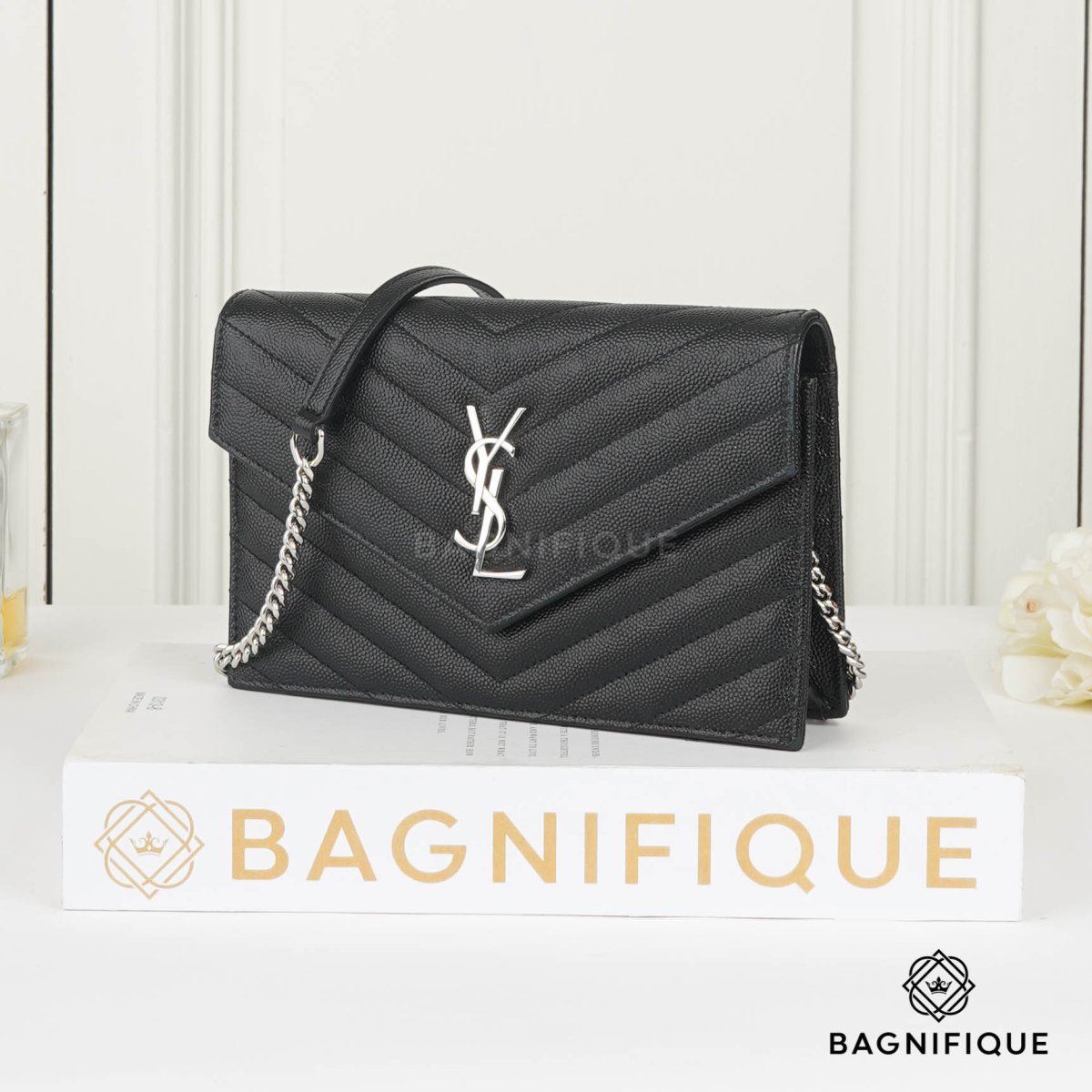 YSL WOC 7.5 CHEVRON BLACK SHW - bagnifiquethailand