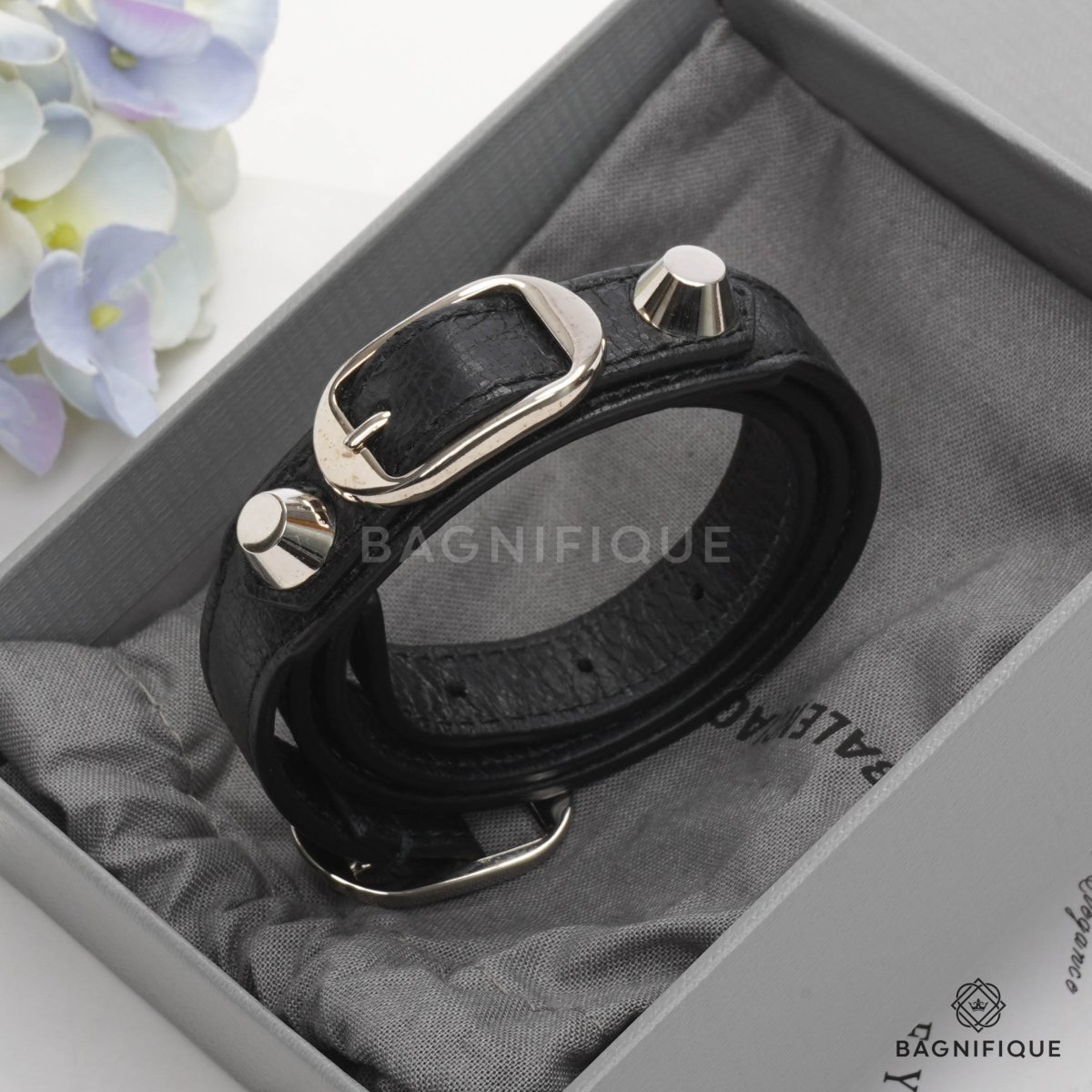 BALENCIAGA BRACELET M BLACK CALF SHW - bagnifiquethailand