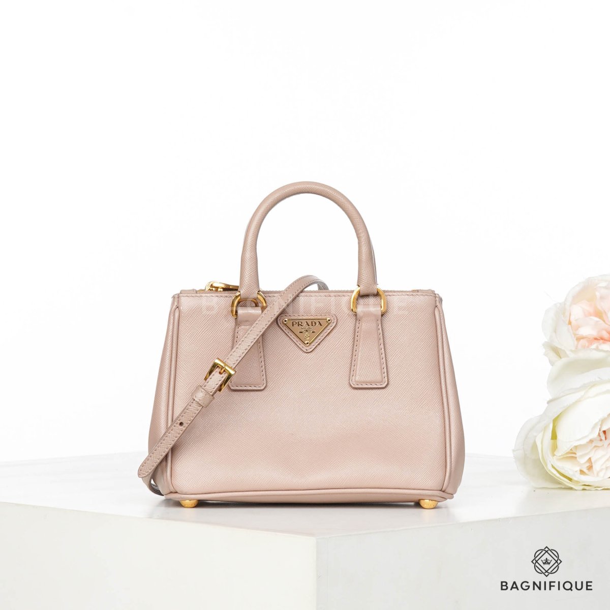 PRADA SAFFIANO MINI PINK SAFFIANO LEATHER GHW - bagnifiquethailand