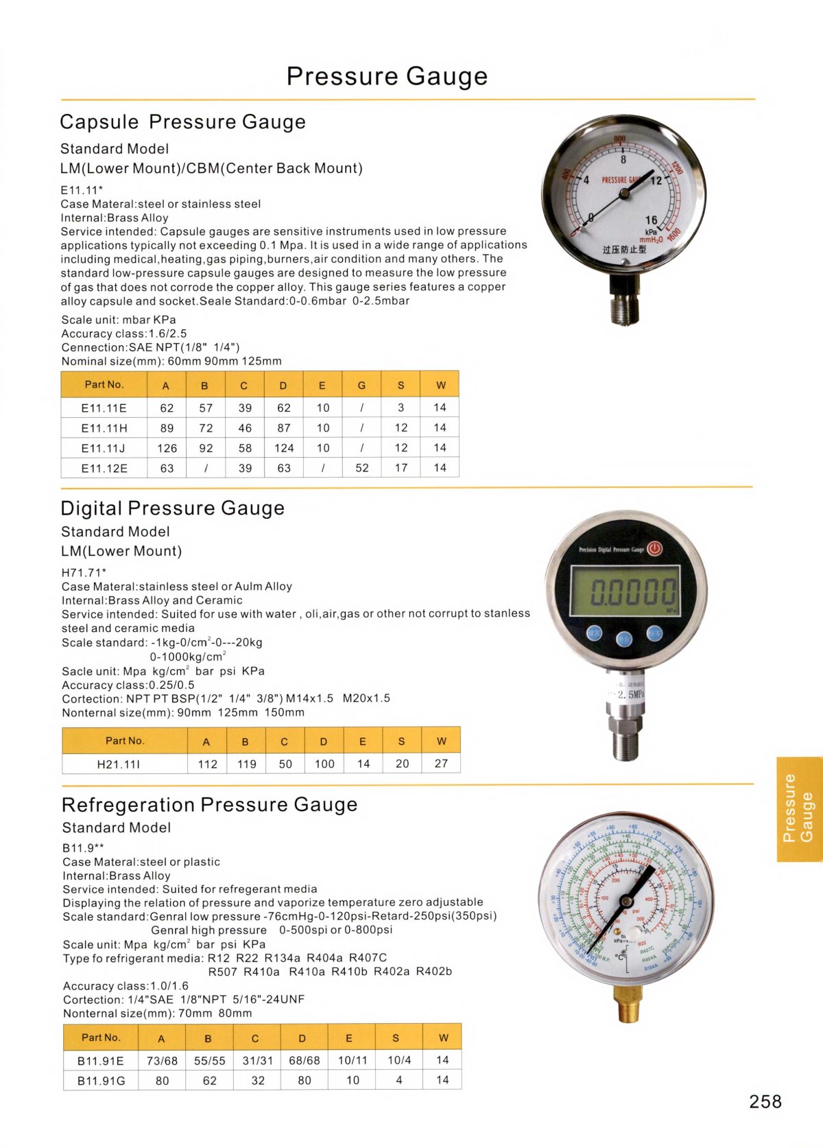 Capsule Pressure Gauge,Digital Pressure Gauge,Refregeration Pressure
