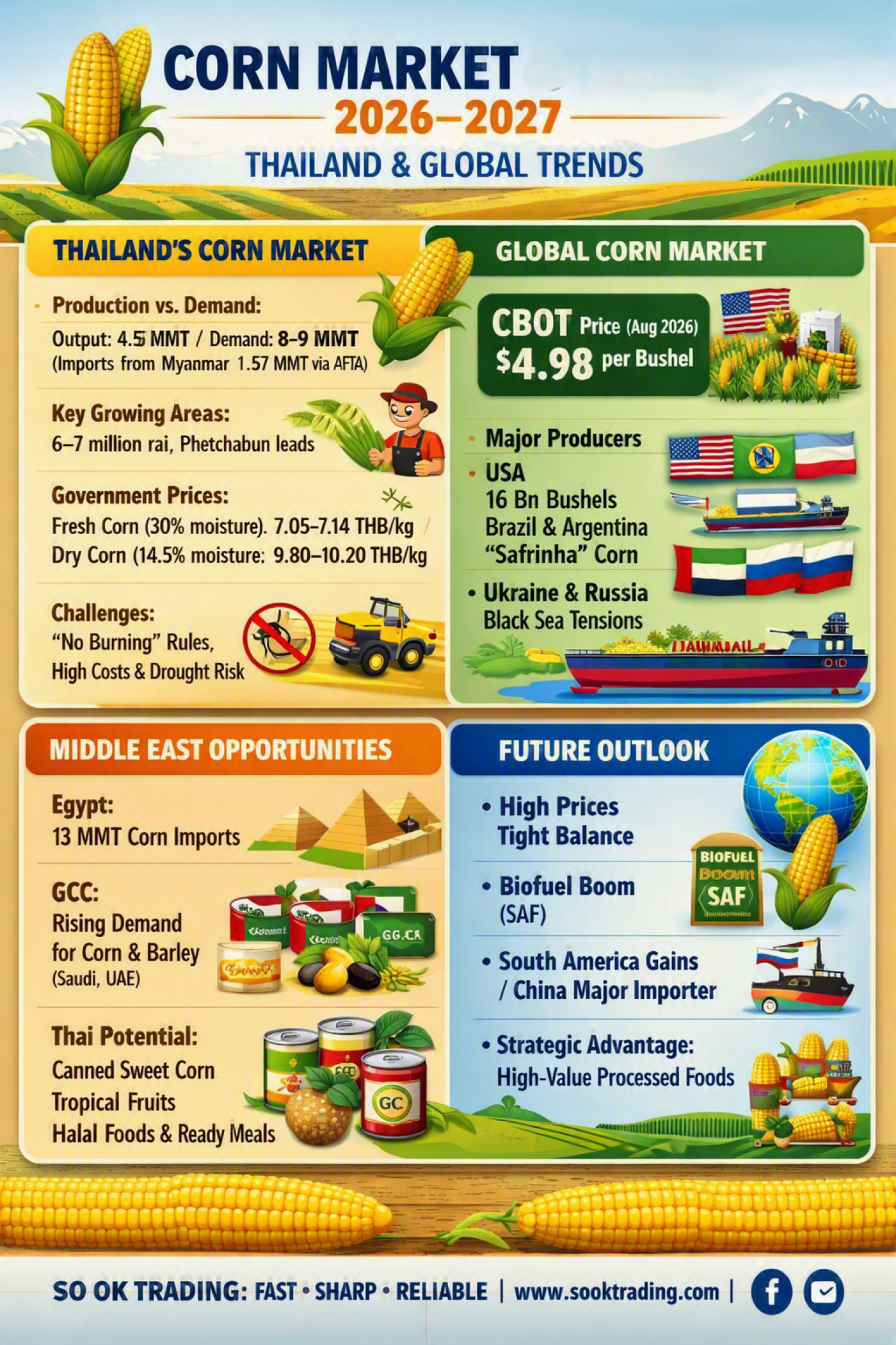Thai & Global Corn Market Outlook 2026–2027 | SO OK TRADING