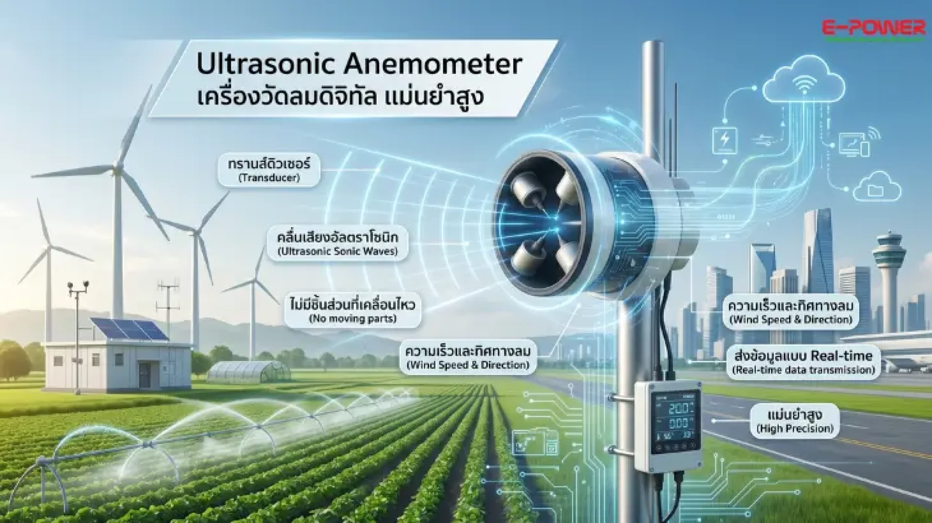 Ultrasonic Anemometer (เครื่องวัดลมแบบอัลตราโซนิก) Ultrasonic Anemometer (เครื่องวัดลมแบบอัลตราโซนิก)