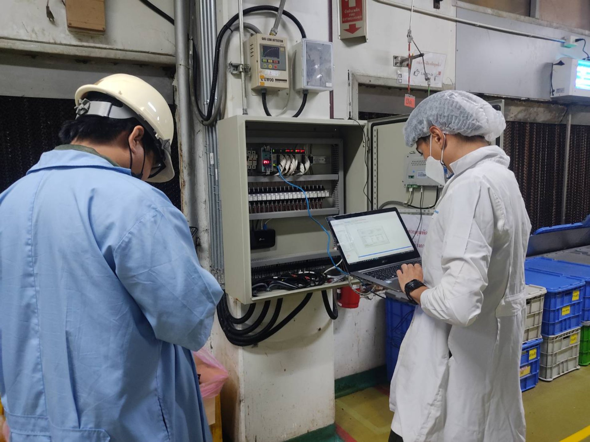 Control system for fans and various sensors in the factory production line