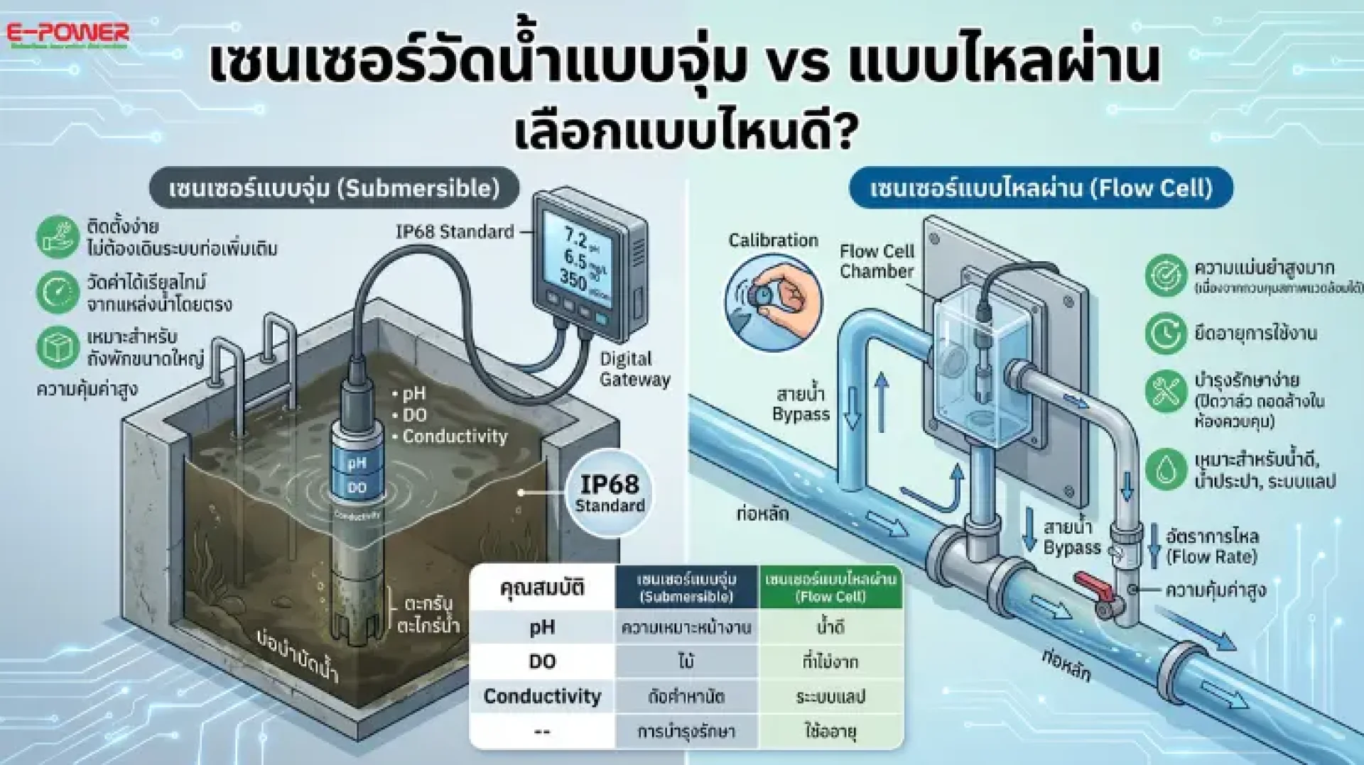 เซนเซอร์วัดน้ำแบบจุ่ม vs แบบไหลผ่าน เลือกแบบไหนดี? เซนเซอร์วัดน้ำแบบจุ่ม vs แบบไหลผ่าน เลือกแบบไหนดี?