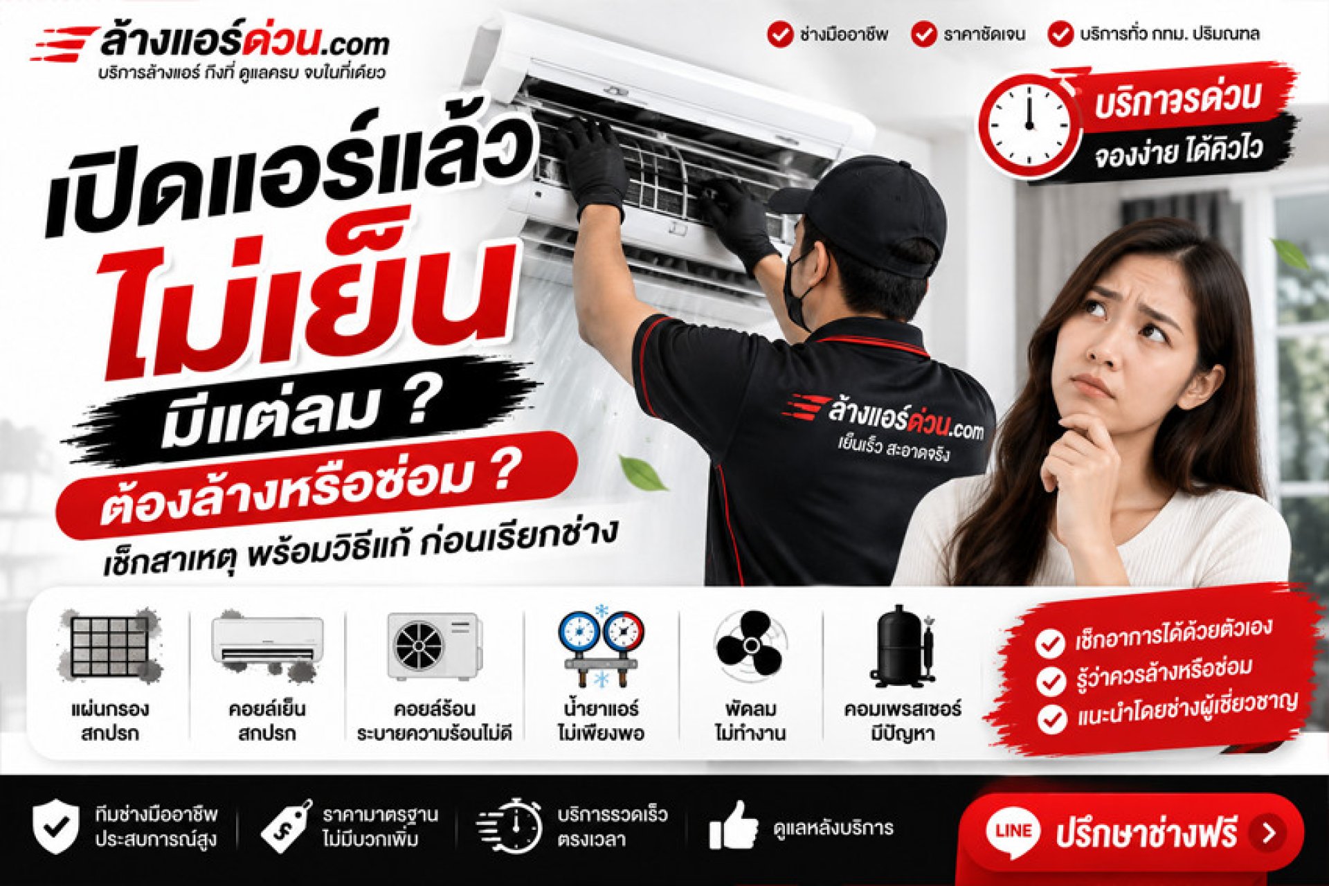 แอร์ไม่เย็น? เช็กสาเหตุพร้อมวิธีแก้ แอร์ไม่เย็น? เช็กสาเหตุพร้อมวิธีแก้