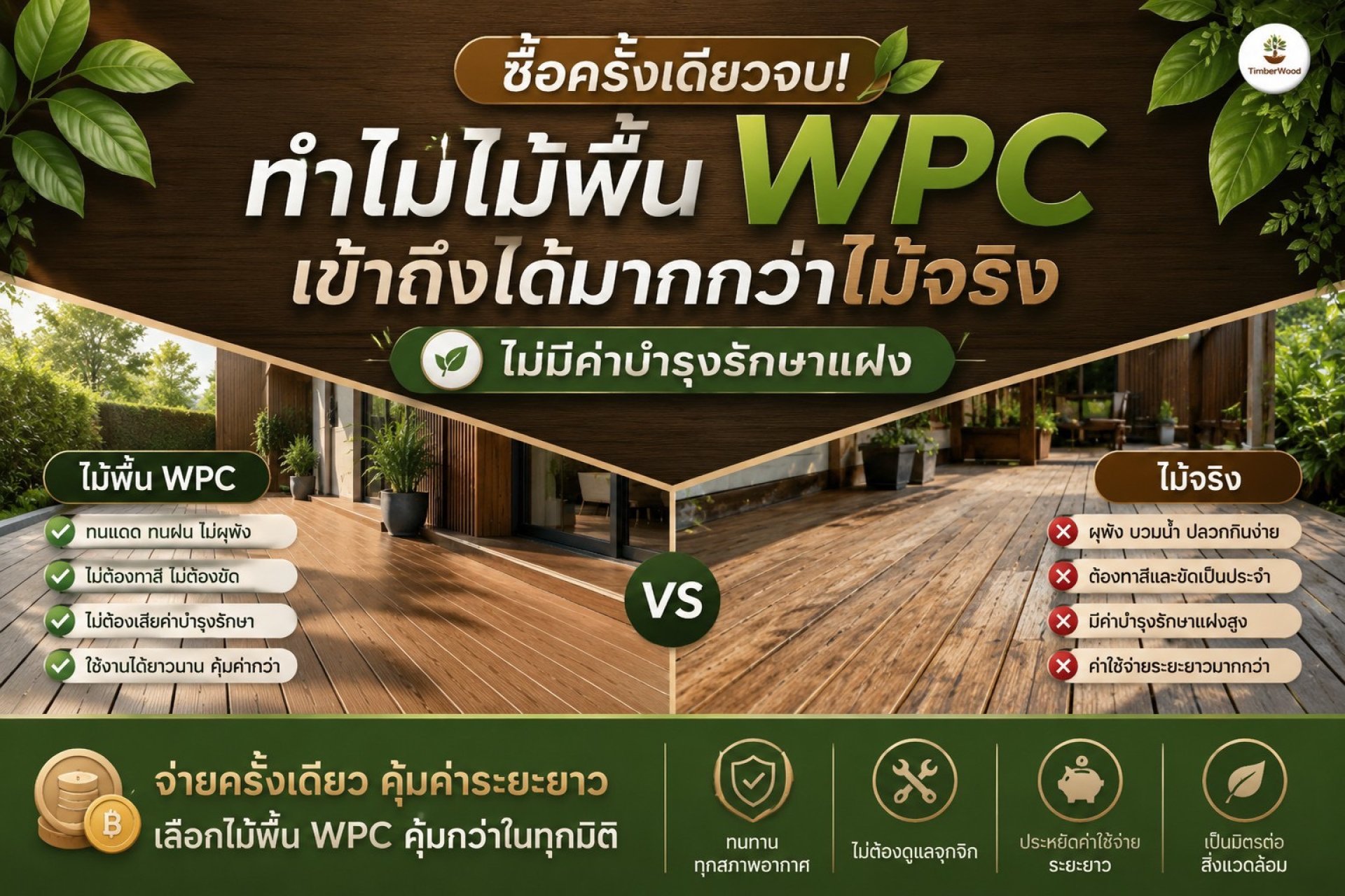 ไม้พื้น WPC ถูกออกแบบมาให้ดูแลรักษาง่ายและลดภาระค่าใช้จ่ายจุกจิก จึงเป็นอีกทางเลือกที่น่าสนใจสำหรับคนที่ต้องการความคุ้มค่าในระยะยาว ไม้พื้น WPC ถูกออกแบบมาให้ดูแลรักษาง่ายและลดภาระค่าใช้จ่ายจุกจิก จึงเป็นอีกทางเลือกที่น่าสนใจสำหรับคนที่ต้องการความคุ้มค่าในระยะยาว