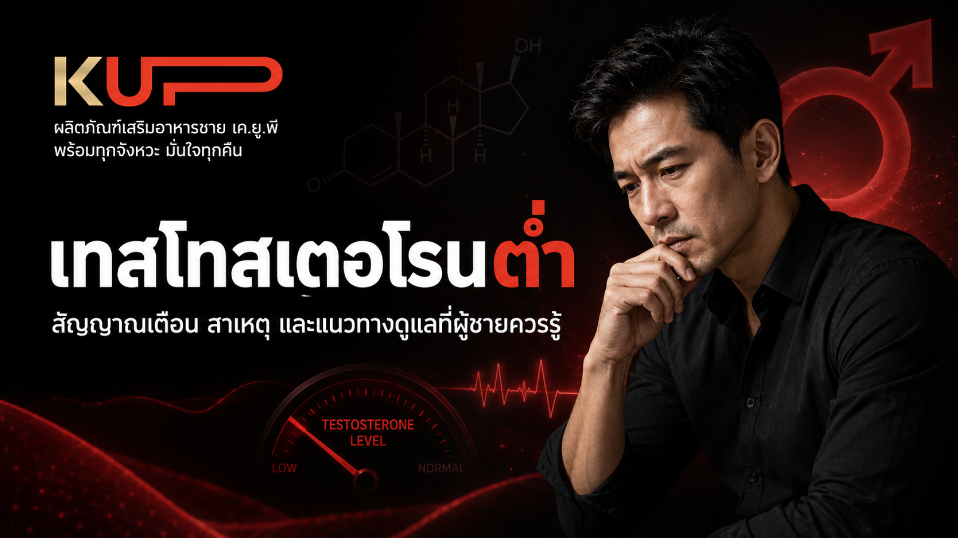 เทสโทสเตอโรนต่ำในผู้ชาย สัญญาณเตือน สาเหตุ และการดูแล โดยแบรนด์ KUP เทสโทสเตอโรนต่ำในผู้ชาย สัญญาณเตือน สาเหตุ และการดูแล โดยแบรนด์ KUP