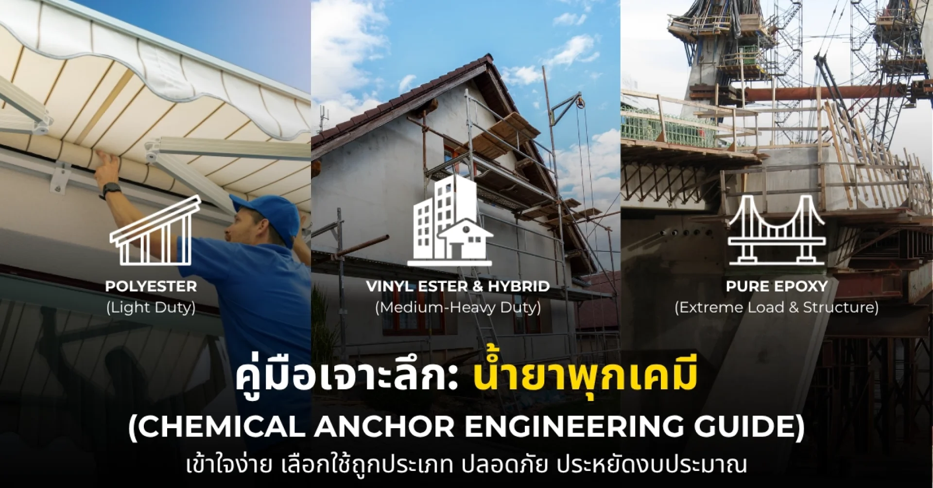 คู่มือเจาะลึกน้ำยาพุกเคมี 3 ประเภท คู่มือเจาะลึกน้ำยาพุกเคมี 3 ประเภท