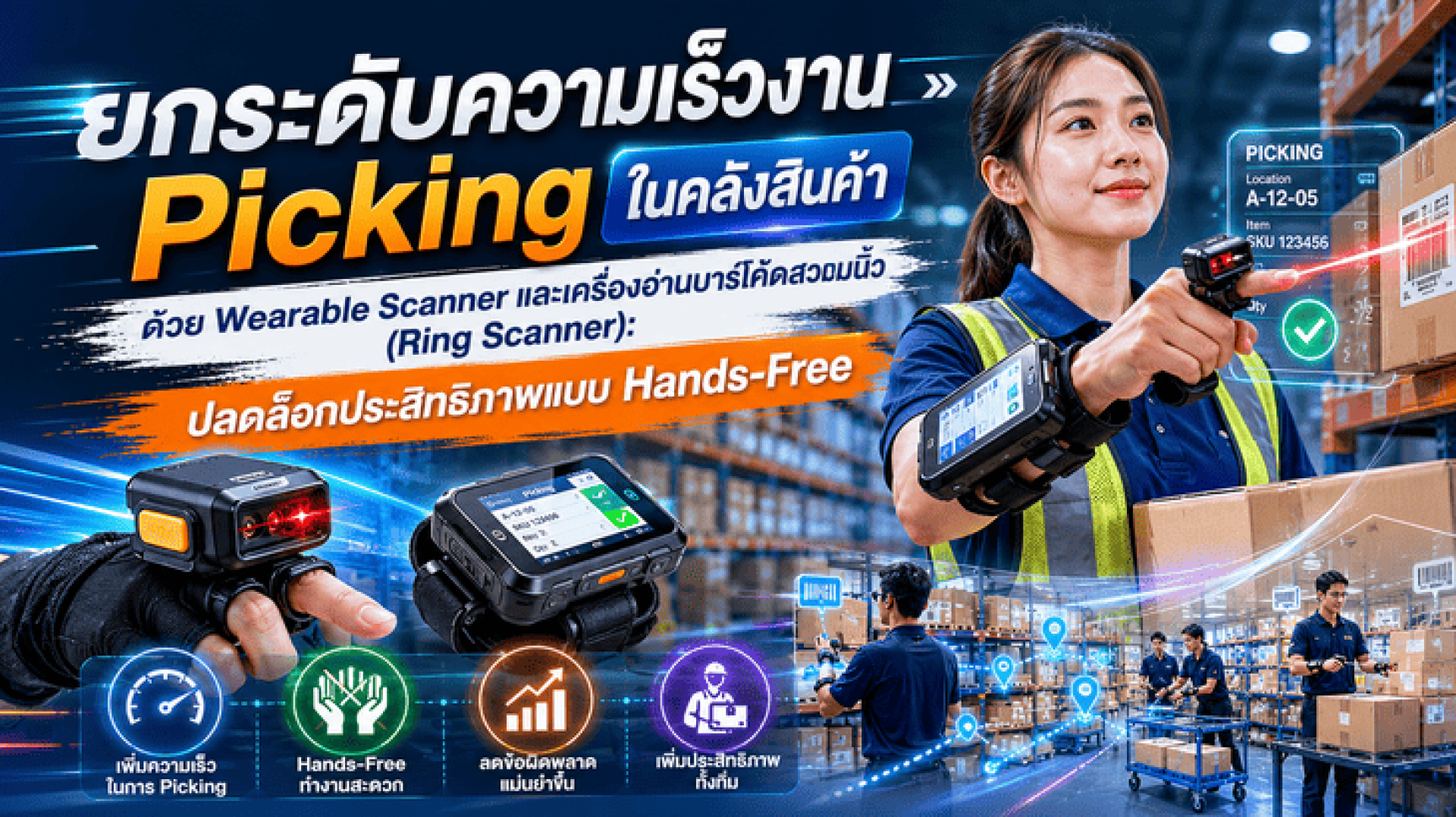 ยกระดับความเร็วงาน Picking ในคลังสินค้าด้วย Wearable Scanner และเครื่องอ่านบาร์โค้ดสวมนิ้ว (Ring Scanner): ปลดล็อกประสิทธิภาพแบบ Hands-Free ยกระดับความเร็วงาน Picking ในคลังสินค้าด้วย Wearable Scanner และเครื่องอ่านบาร์โค้ดสวมนิ้ว (Ring Scanner): ปลดล็อกประสิทธิภาพแบบ Hands-Free