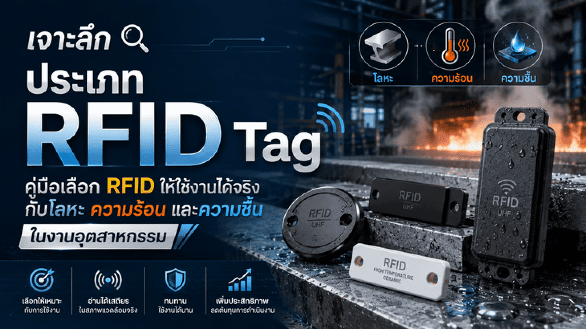 เจาะลึกประเภท RFID Tag คู่มือเลือก RFID ให้ใช้งานได้จริงกับโลหะ ความร้อน และความชื้นในงานอุตสาหกรรม เจาะลึกประเภท RFID Tag คู่มือเลือก RFID ให้ใช้งานได้จริงกับโลหะ ความร้อน และความชื้นในงานอุตสาหกรรม