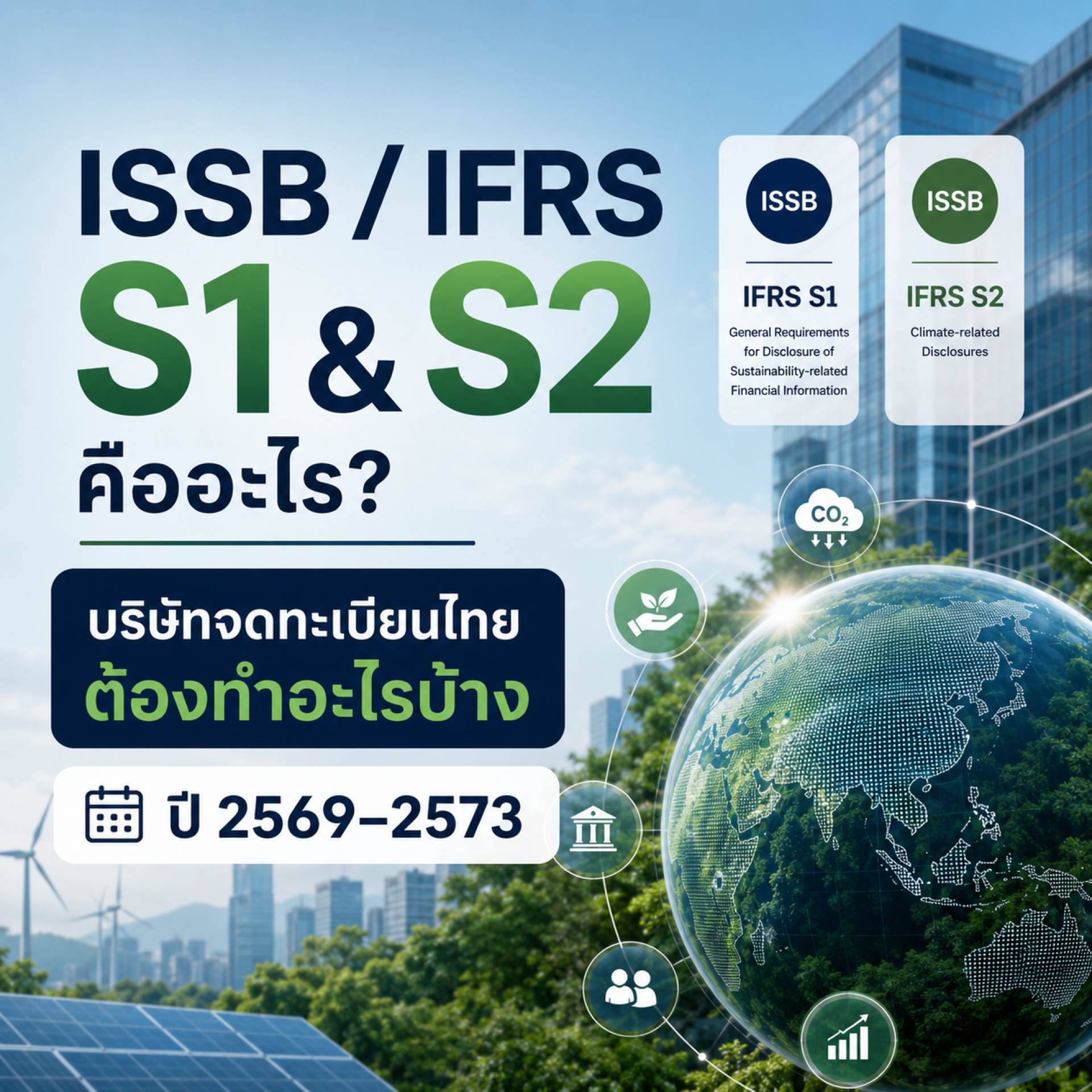 แผนภาพแสดงมาตรฐาน ISSB IFRS S1 S2 กับการเปิดเผยข้อมูลความยั่งยืนของบริษัทจดทะเบียนไทย ปี 2569–2573 แผนภาพแสดงมาตรฐาน ISSB IFRS S1 S2 กับการเปิดเผยข้อมูลความยั่งยืนของบริษัทจดทะเบียนไทย ปี 2569–2573