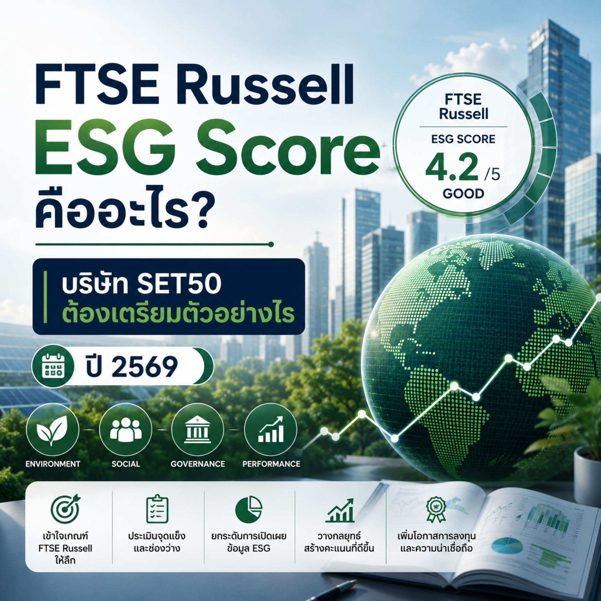 แผนภาพการเปลี่ยนผ่านจาก SET ESG Ratings มาเป็น FTSE Russell ESG Score สำหรับบริษัทจดทะเบียนไทย ปี 2569 แผนภาพการเปลี่ยนผ่านจาก SET ESG Ratings มาเป็น FTSE Russell ESG Score สำหรับบริษัทจดทะเบียนไทย ปี 2569