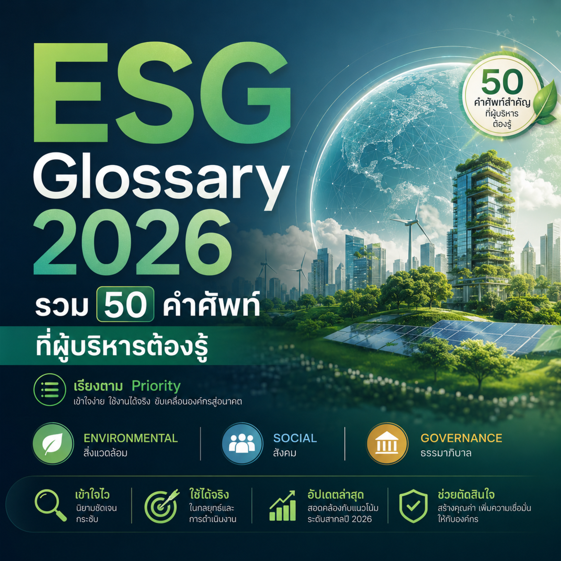 ESG Glossary 2026 รวมคำศัพท์ ESG สำหรับผู้บริหาร ESG Glossary 2026 รวมคำศัพท์ ESG สำหรับผู้บริหาร