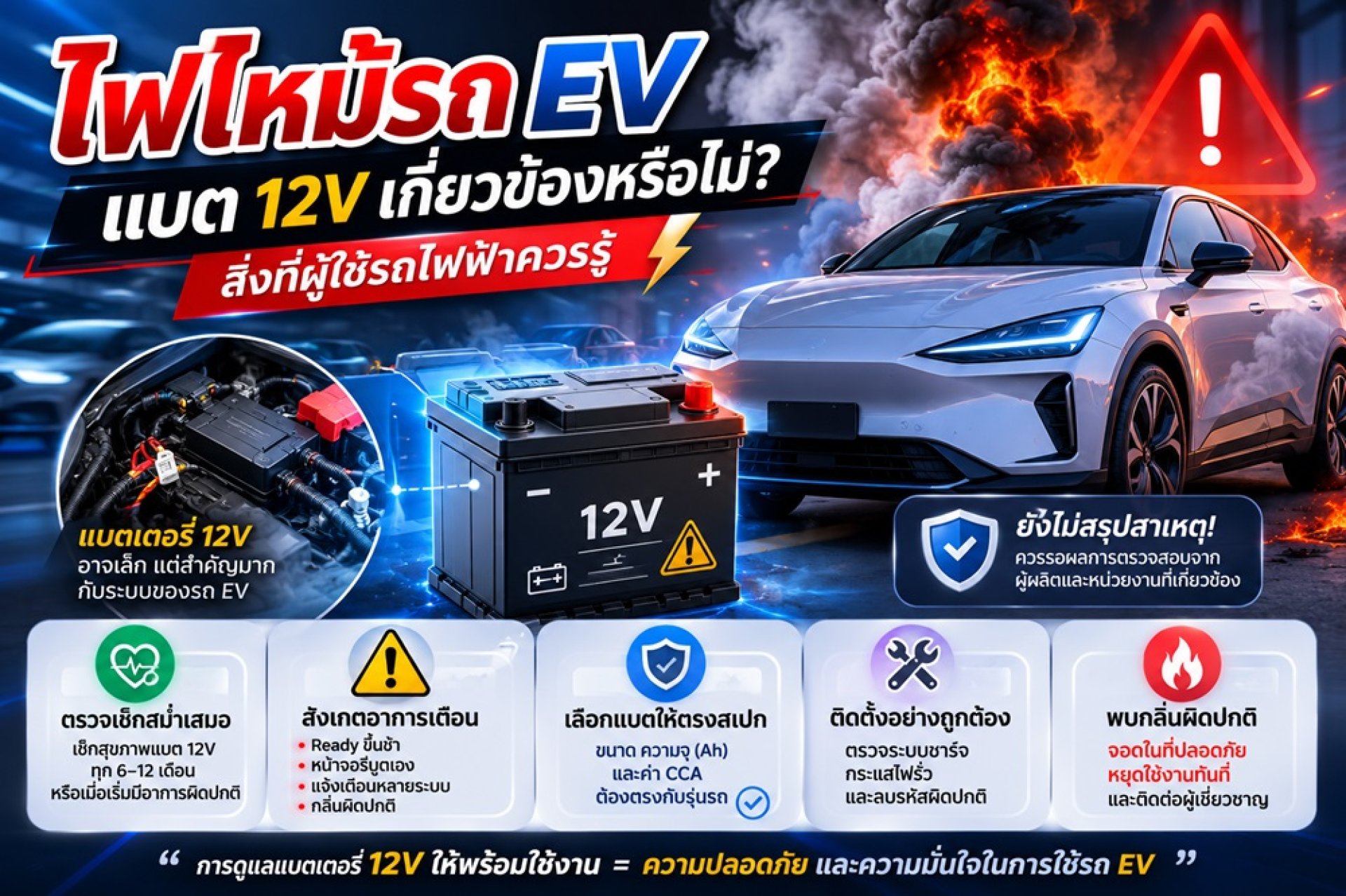 แบตเตอรี่ 12V เสื่อม เท่ากับทำให้รถไฟไหม้หรือไม่ แบตเตอรี่ 12V เสื่อม เท่ากับทำให้รถไฟไหม้หรือไม่
