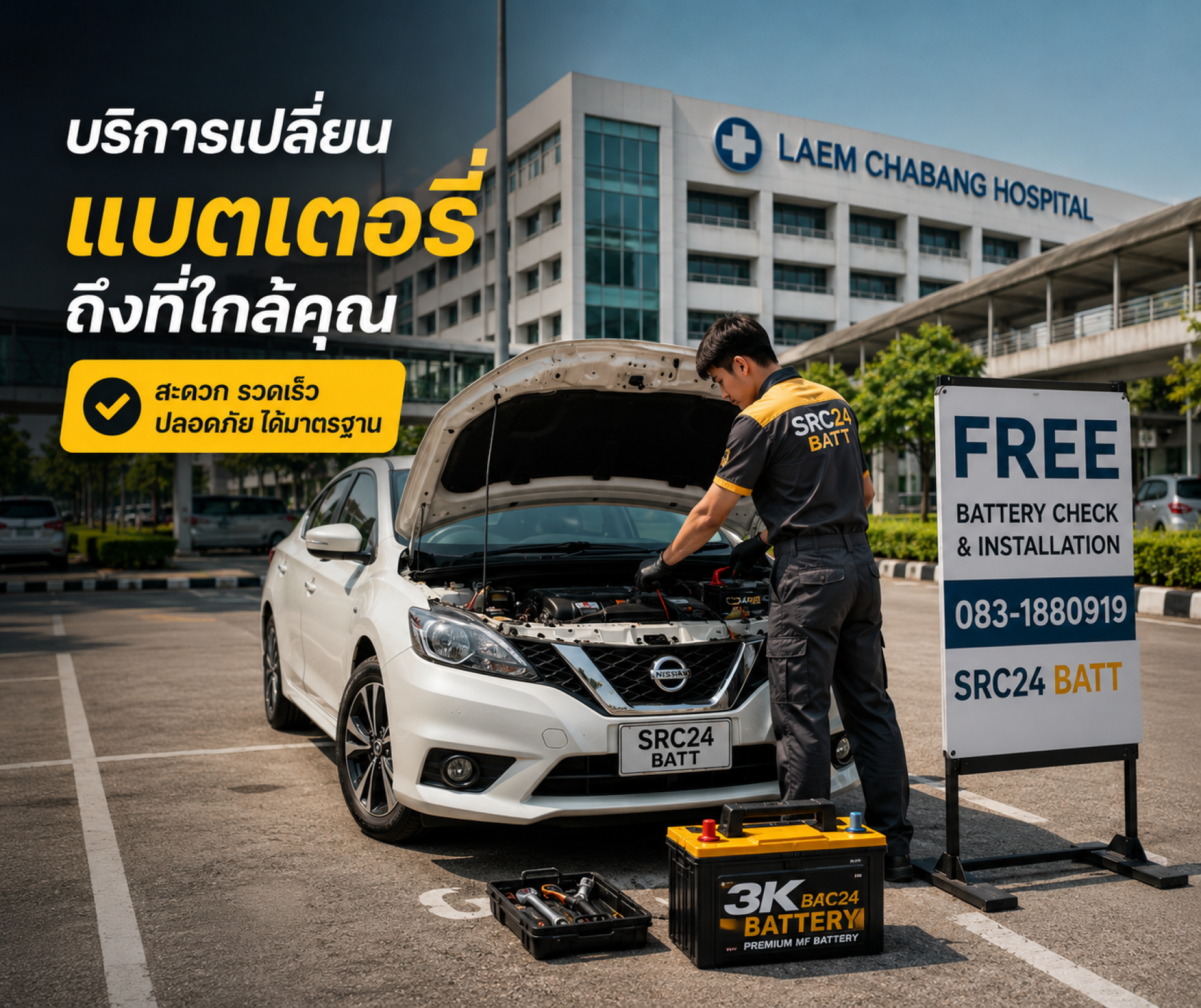 แบตเตอรี่ส่งฟรีอ่าวอุดม แบตหมดในโรงพยาบาลพยาบาลแหลมฉบัง แบตเตอรี่ส่งฟรีอ่าวอุดม แบตหมดในโรงพยาบาลพยาบาลแหลมฉบัง