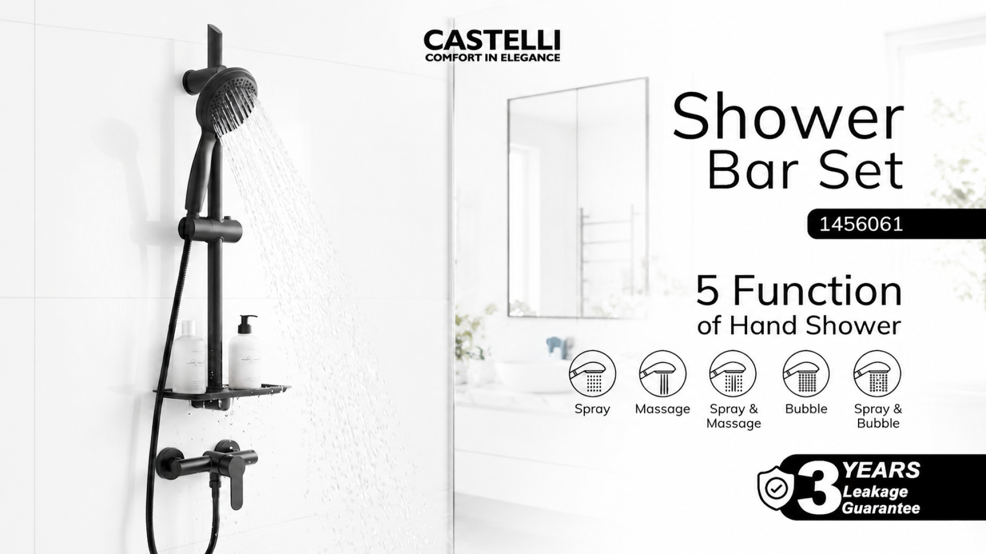 shower-bar-set-castelli-1456061-sanitary-kamar-mandi.jpg Inspirasi kamar mandi elegan dengan instalasi Shower Bar Set 1456061 dari sanitary premium Castelli yang dilengkapi 5 fungsi semburan.