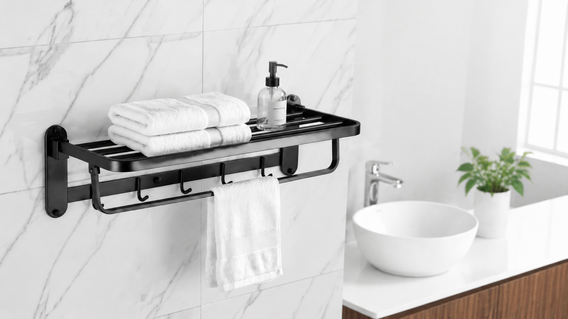 rak-handuk-castelli-movable-aksesoris-kamar-mandi-sanitary Rak handuk movable Castelli warna matte black sebagai aksesoris kamar mandi sanitary untuk desain interior modern dan elegan.
