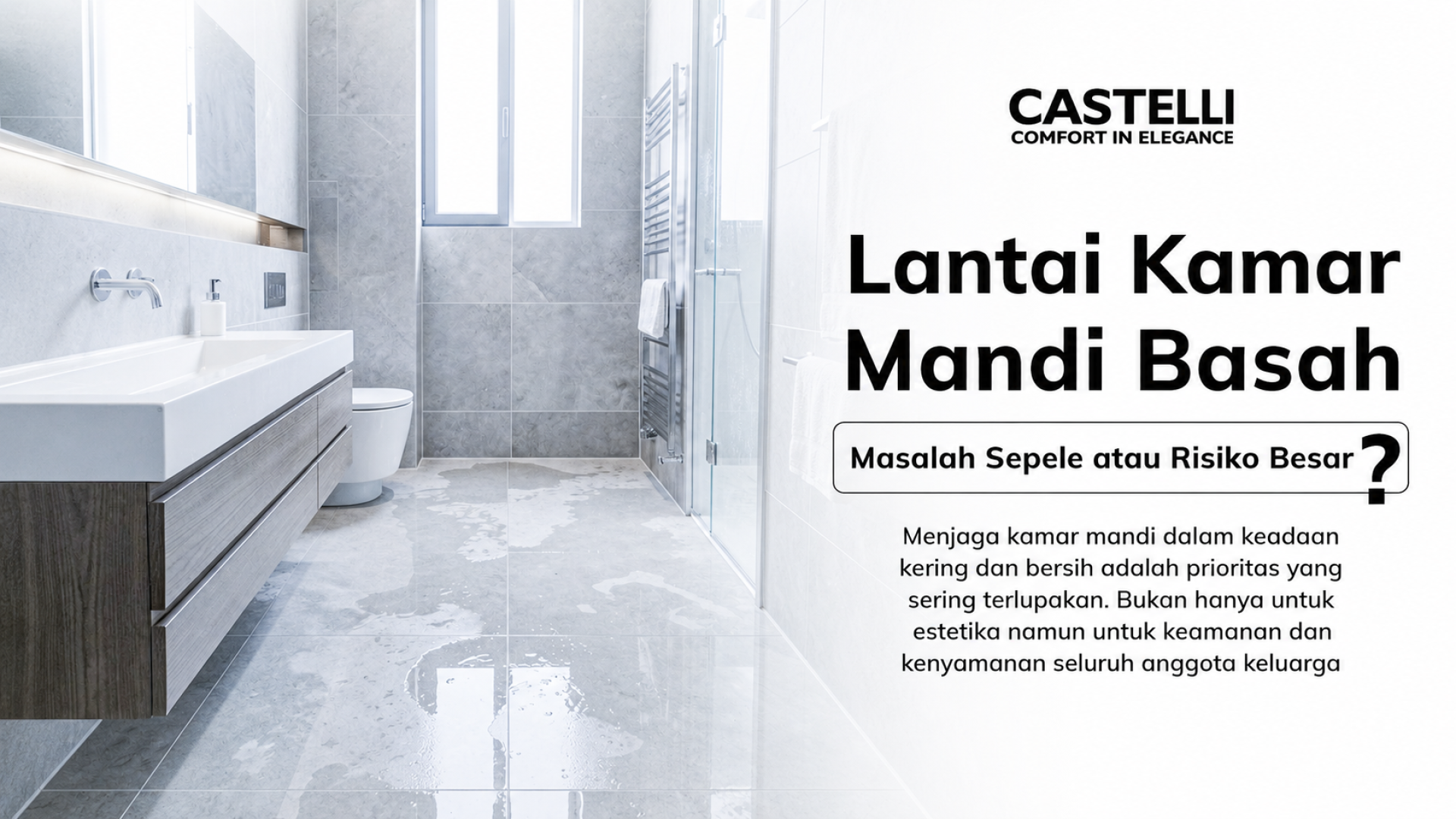 Shower Screen Castelli 1360513 dengan tempered glass untuk kamar mandi modern yang aman dan kering. Shower Screen Castelli 1360513 dengan tempered glass untuk kamar mandi modern yang aman dan kering.