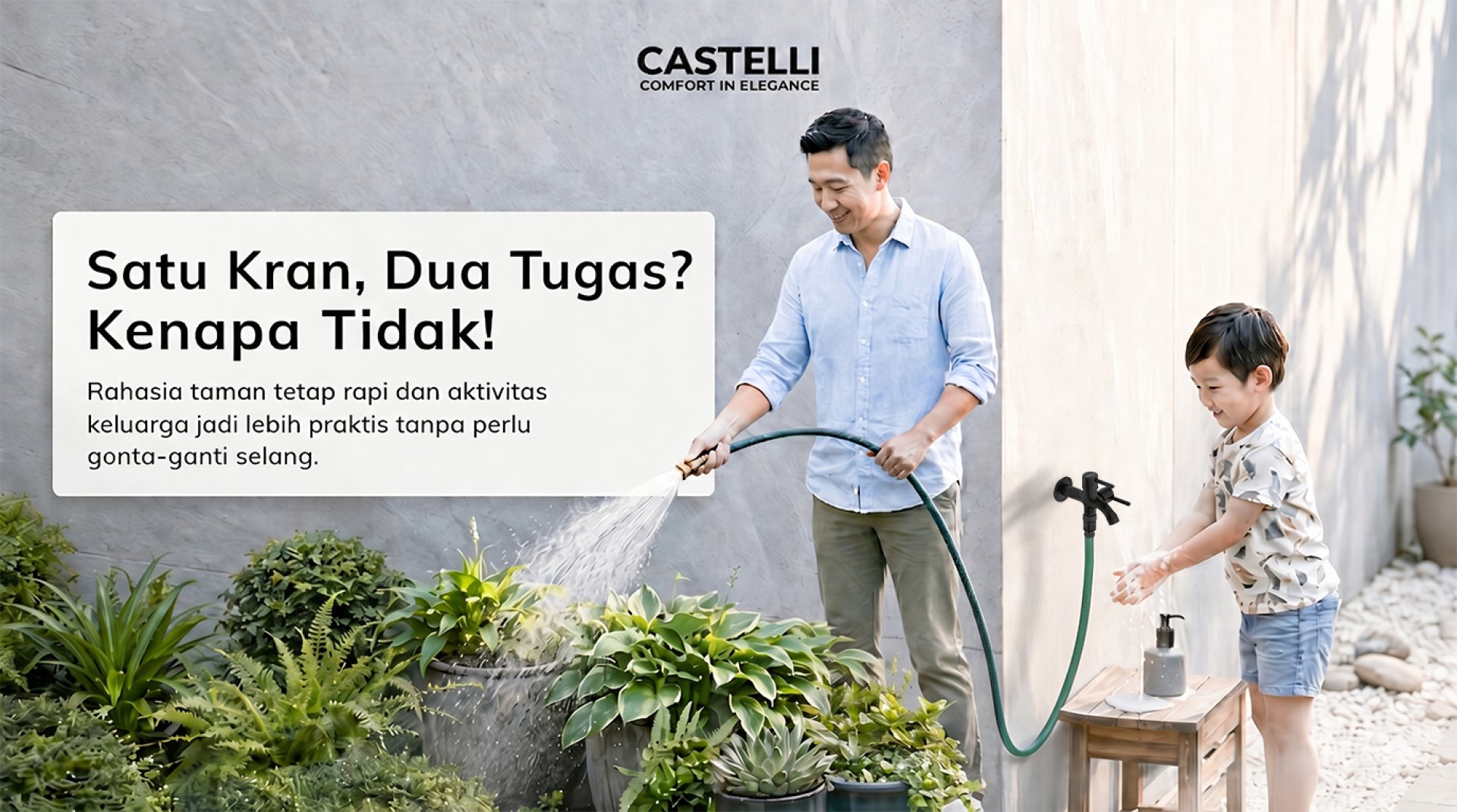 Kran Tembok Castelli 1475399-BL untuk taman rumah Kran Tembok Castelli 1475399-BL untuk taman rumah