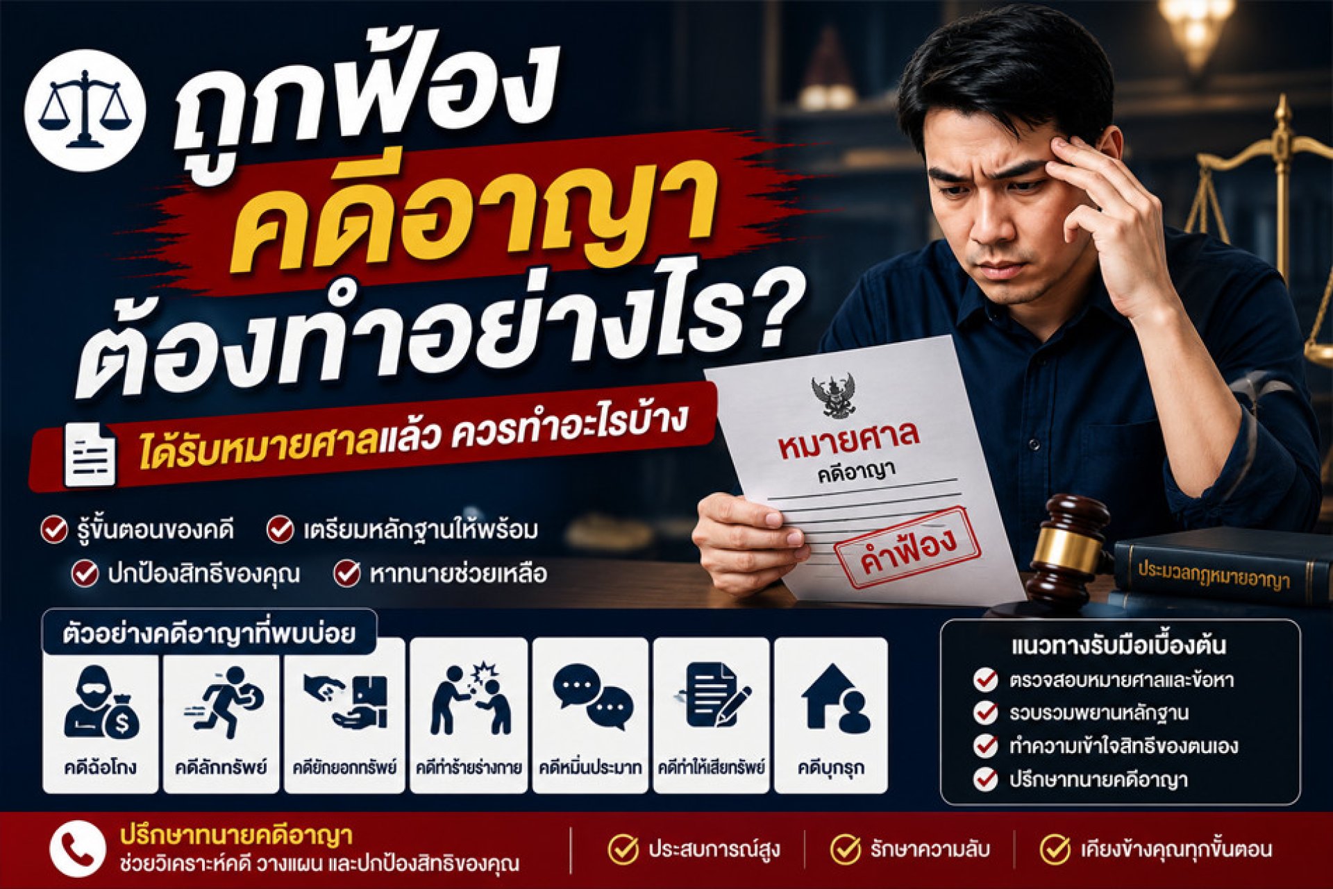 ถูกฟ้องคดีอาญาต้องทำอย่างไร ถูกฟ้องคดีอาญาต้องทำอย่างไร
