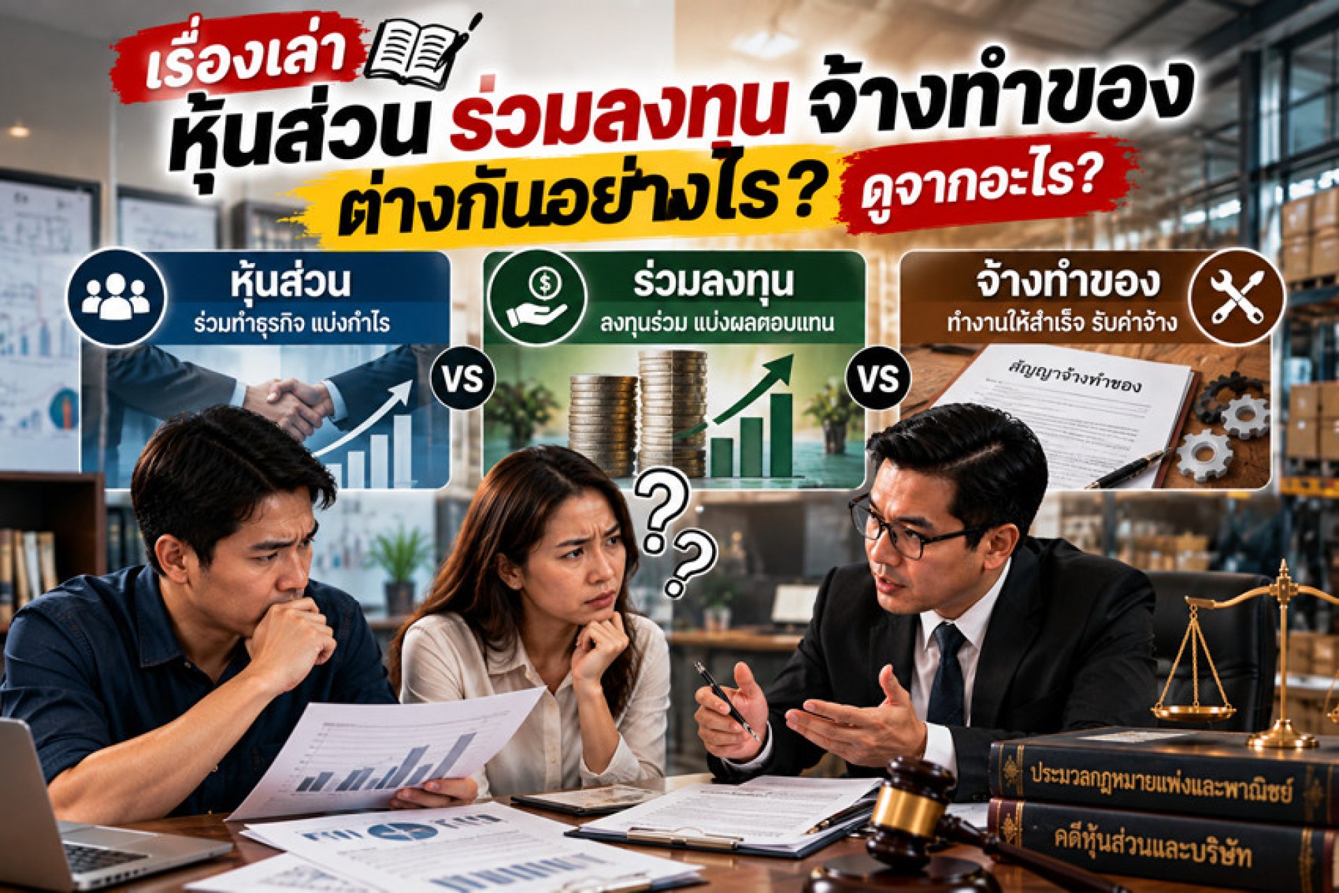 หุ้นส่วน ร่วมลงทุน จ้างทำของ ต่างกันอย่างไร หุ้นส่วน ร่วมลงทุน จ้างทำของ ต่างกันอย่างไร