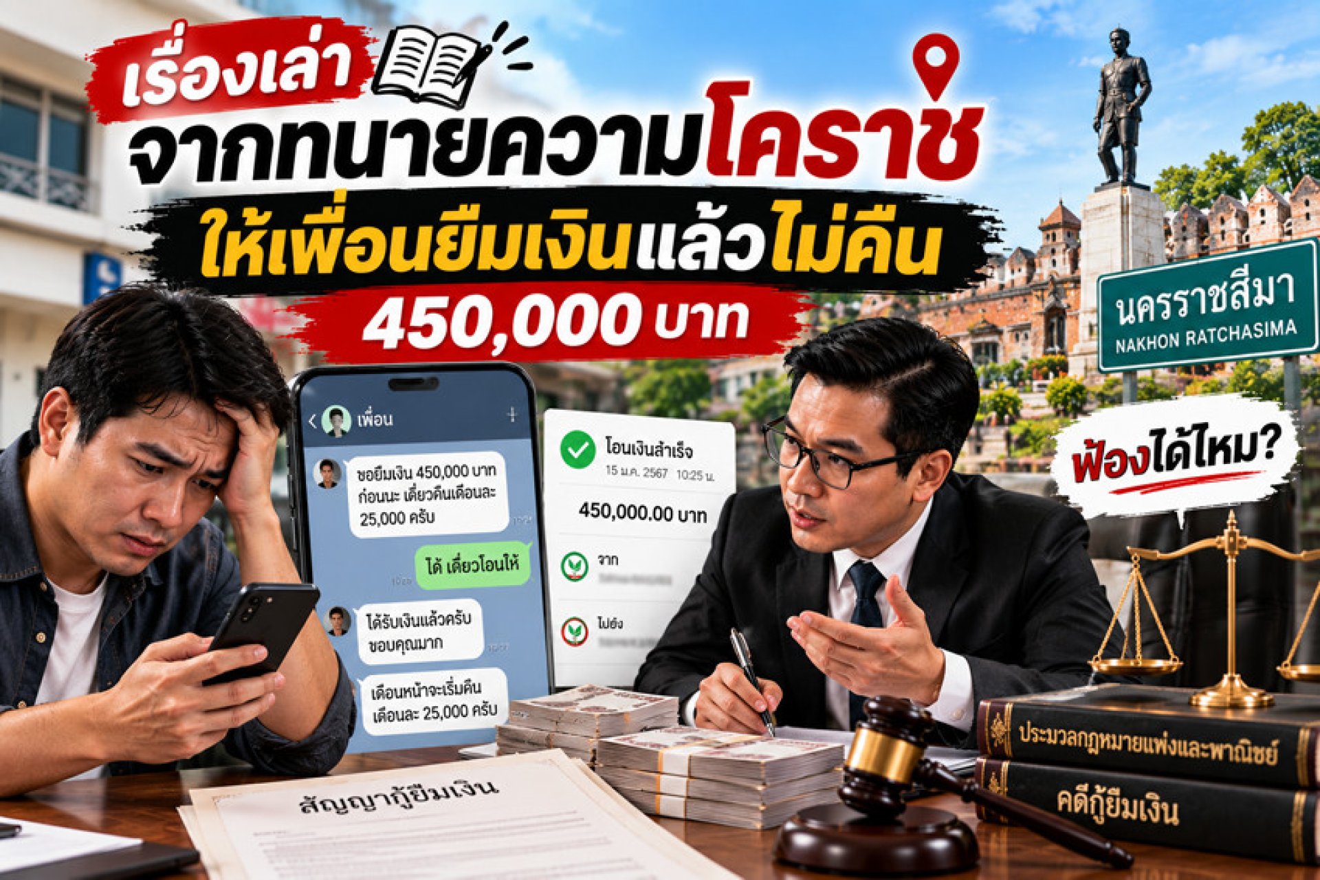 เรื่องเล่าทนายความโคราช ให้เพื่อนยืมเงินแล้วไม่คืน ฟ้องได้ไหม เรื่องเล่าทนายความโคราช ให้เพื่อนยืมเงินแล้วไม่คืน ฟ้องได้ไหม