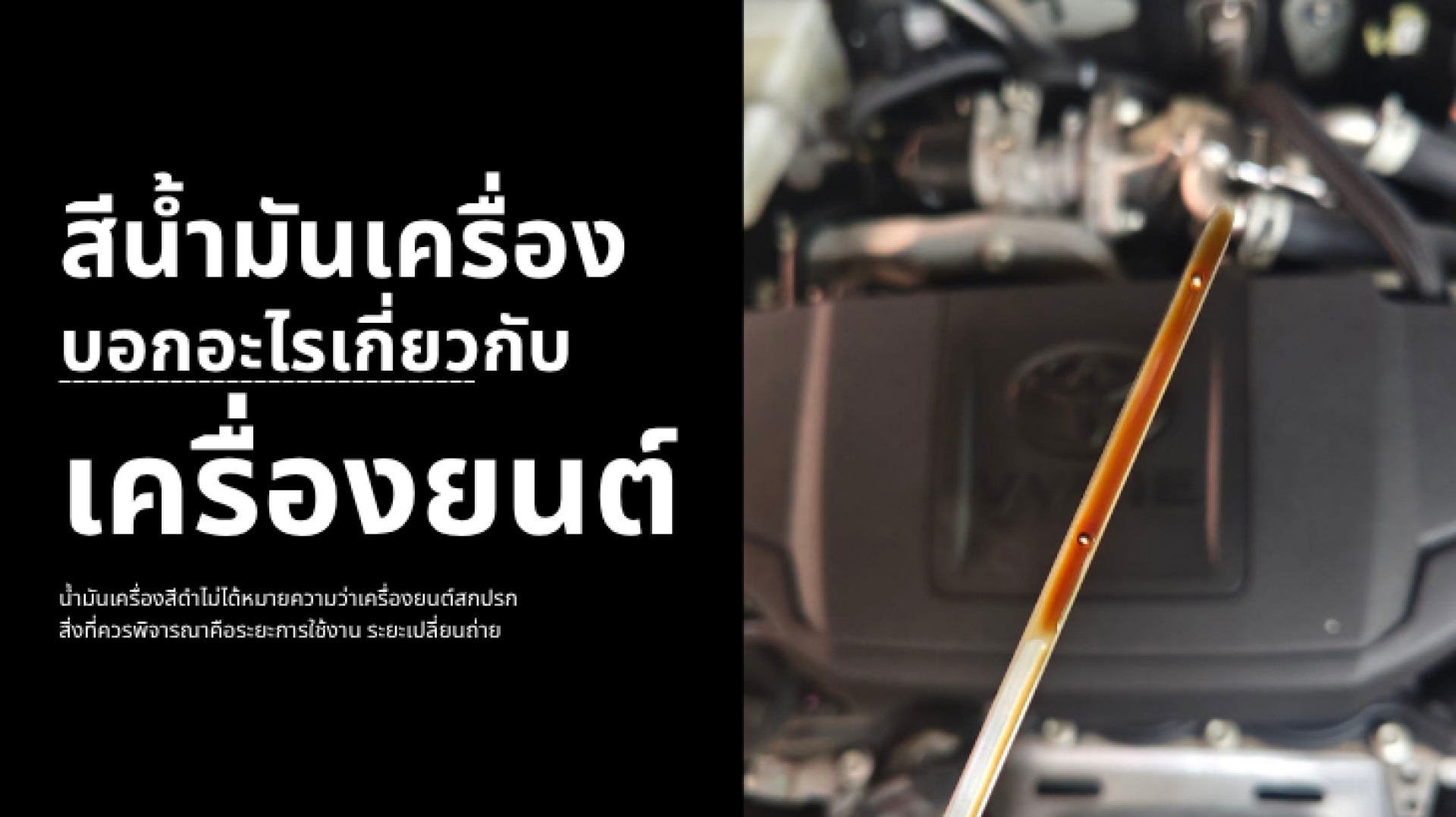 เปรียบเทียบสีของน้ำมันเครื่องตั้งแต่สีเหลืองอำพัน สีน้ำตาล สีดำ จนถึงสีขาวขุ่น เพื่อสังเกตสภาพน้ำมันเครื่องเบื้องต้น เปรียบเทียบสีของน้ำมันเครื่องตั้งแต่สีเหลืองอำพัน สีน้ำตาล สีดำ จนถึงสีขาวขุ่น เพื่อสังเกตสภาพน้ำมันเครื่องเบื้องต้น