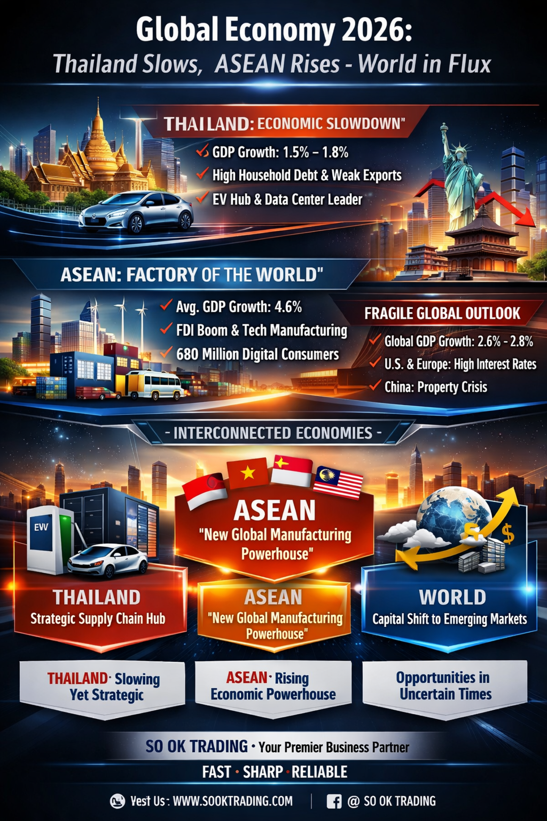 グローバル経済2026：タイ減速 – ASEAN加速 – 世界は脆弱: SO OK