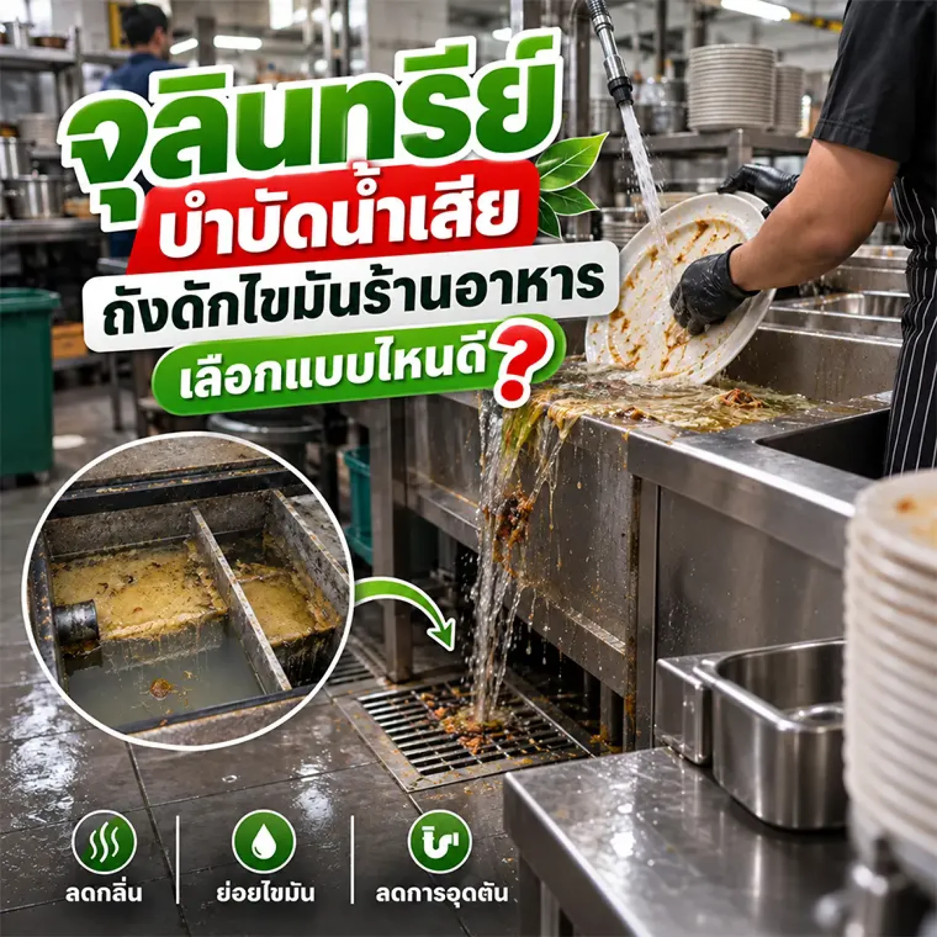 พนักงานครัวร้านอาหารกำลังล้างจานเห็นคราบไขมันไหลลงท่อระบายน้ำ พนักงานครัวร้านอาหารกำลังล้างจานเห็นคราบไขมันไหลลงท่อระบายน้ำ