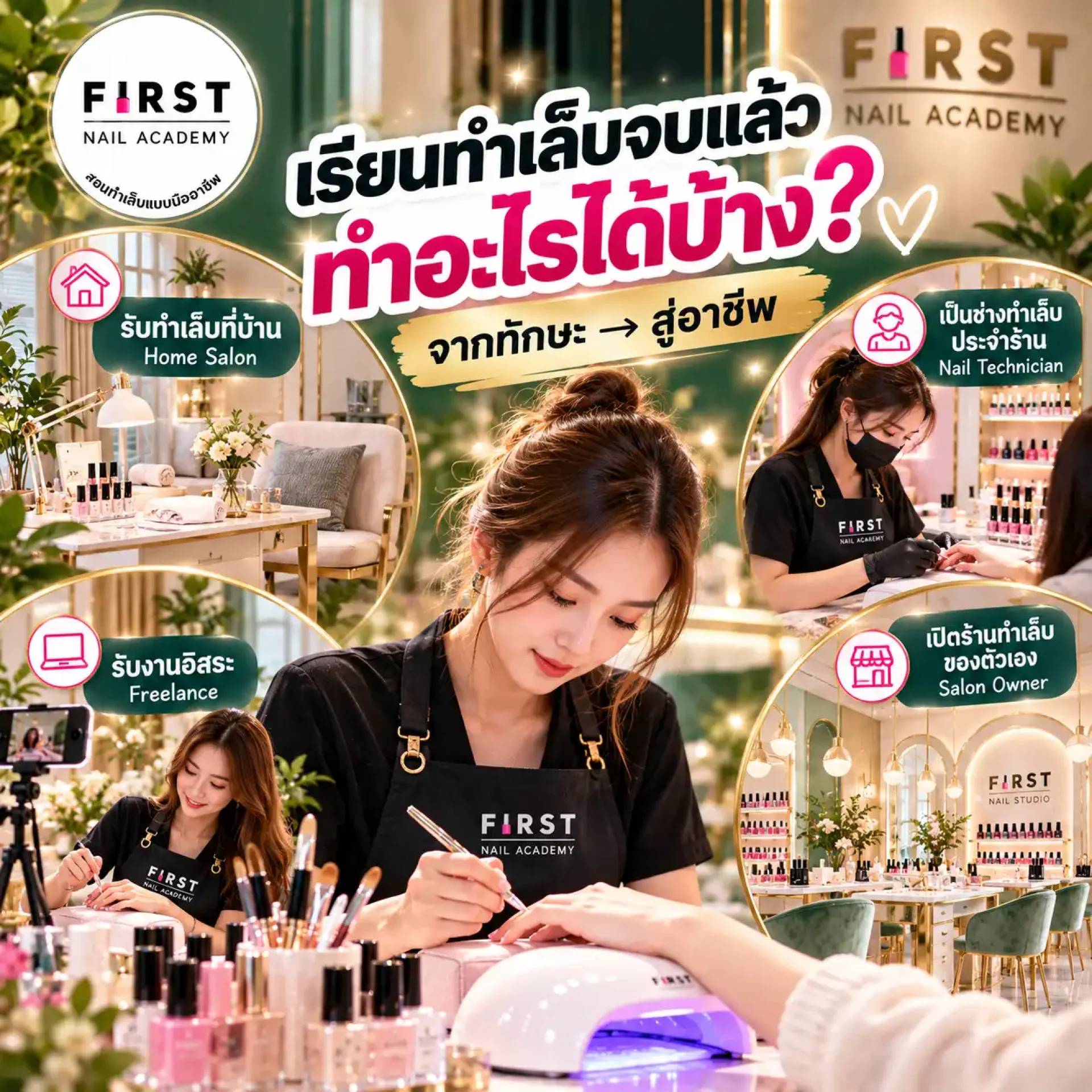 เรียนทำเล็บจบแล้วทำอะไรได้บ้าง อาชีพช่างทำเล็บ First Nail Academy เรียนทำเล็บจบแล้วทำอะไรได้บ้าง อาชีพช่างทำเล็บ First Nail Academy