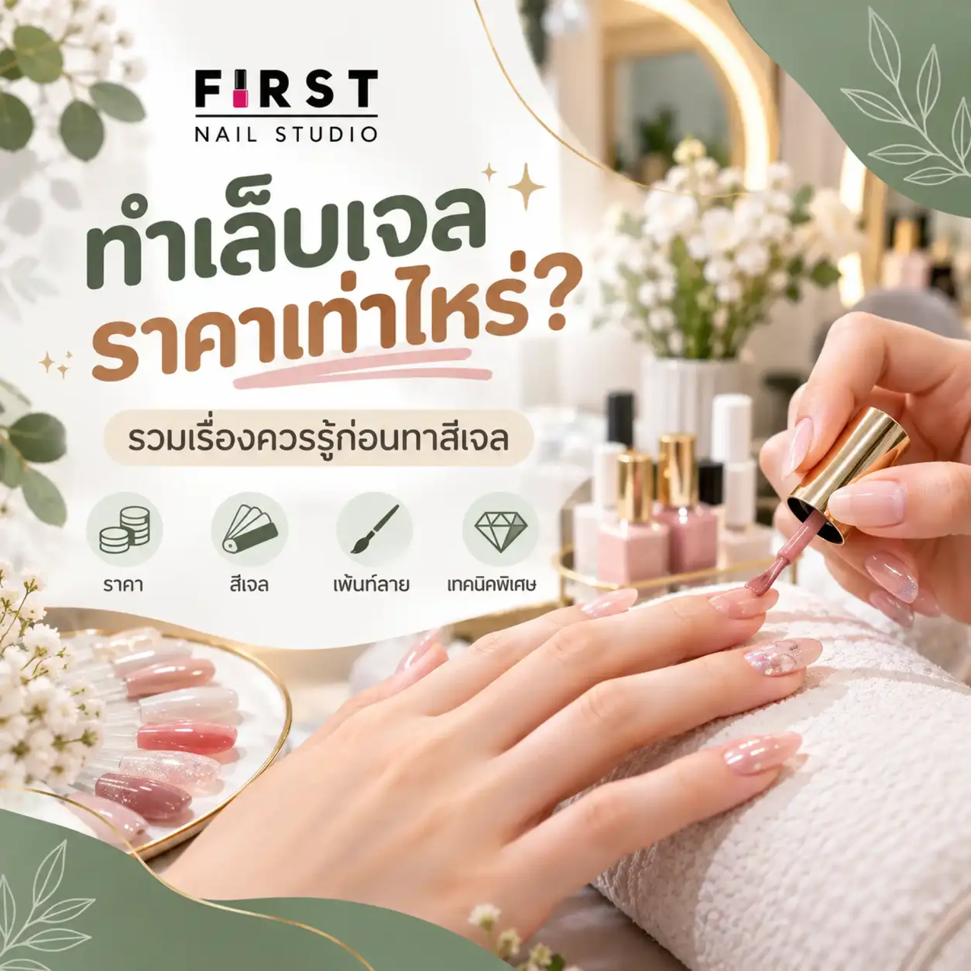 ทำเล็บเจล ราคาและบริการทาสีเจล First Nail Studio ทำเล็บเจล ราคาและบริการทาสีเจล First Nail Studio