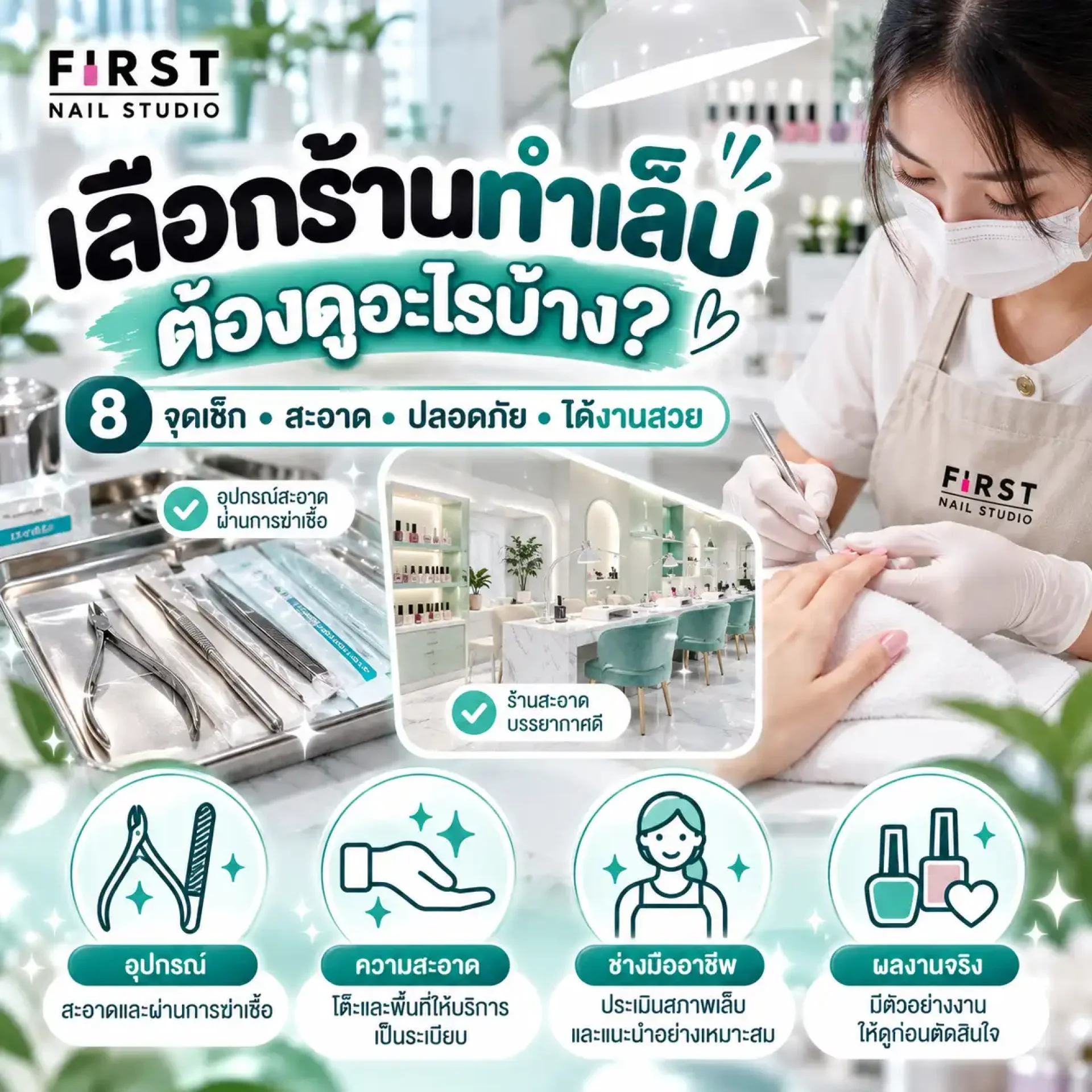 วิธีเลือกร้านทำเล็บที่สะอาดและปลอดภัย เช็กอุปกรณ์และมาตรฐานร้านทำเล็บ วิธีเลือกร้านทำเล็บที่สะอาดและปลอดภัย เช็กอุปกรณ์และมาตรฐานร้านทำเล็บ