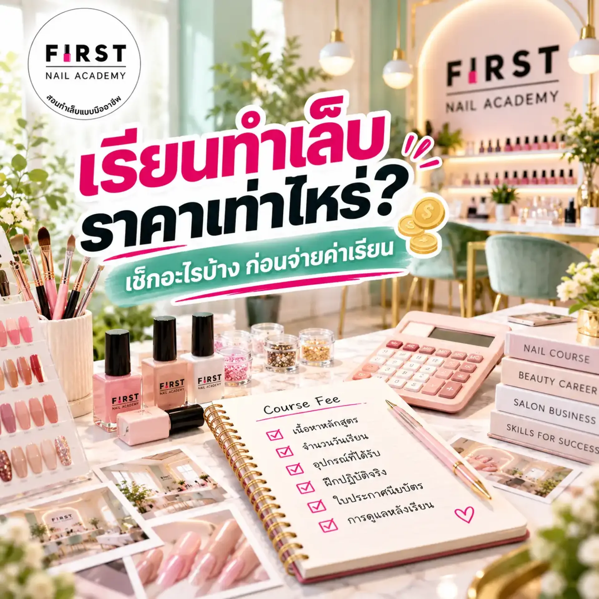 เรียนทำเล็บราคาเท่าไหร่ ค่าเรียนทำเล็บ First Nail Academy เรียนทำเล็บราคาเท่าไหร่ ค่าเรียนทำเล็บ First Nail Academy