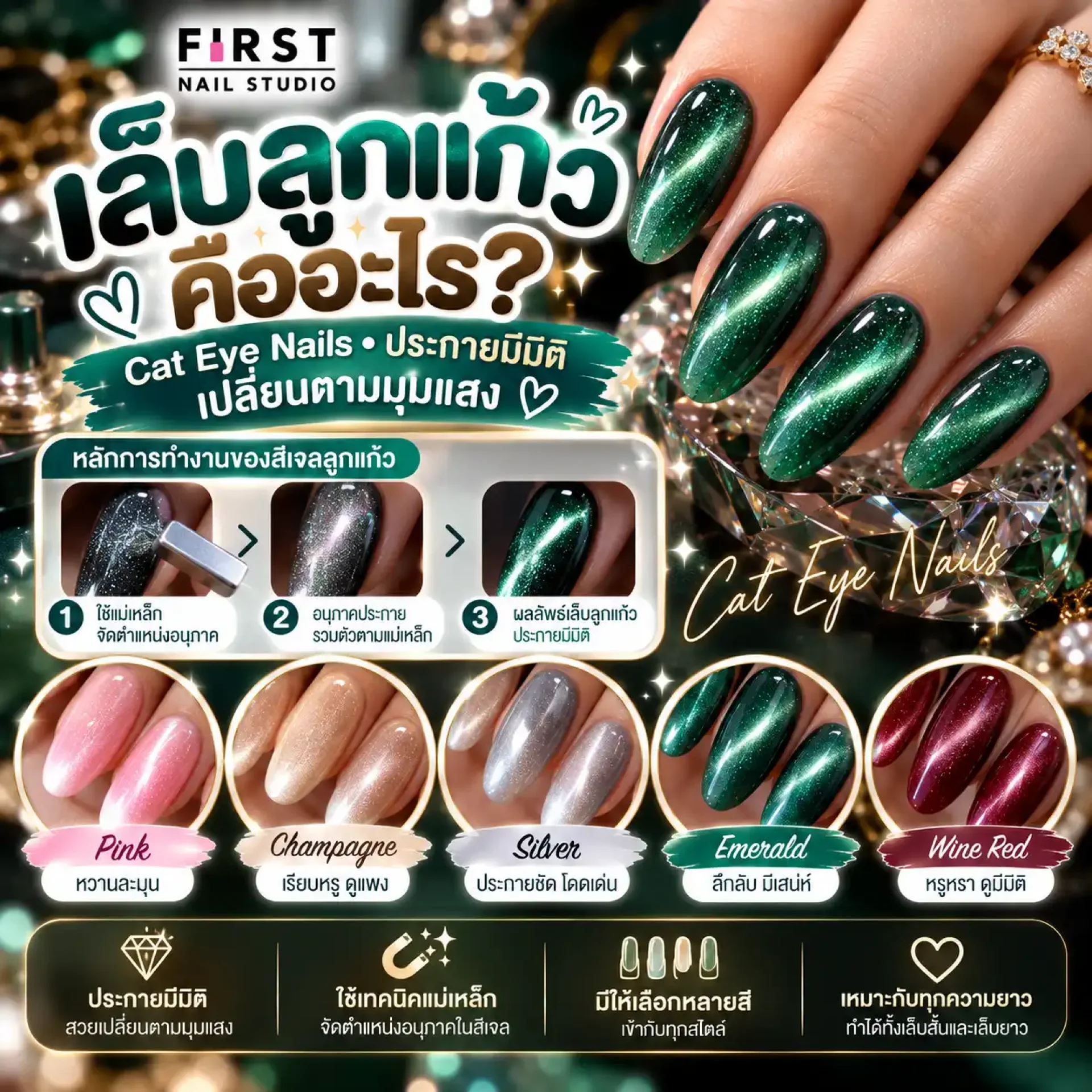 เล็บลูกแก้วคืออะไร Cat Eye Nails สีเจลแม่เหล็กพร้อมไอเดียเลือกสีลูกแก้ว เล็บลูกแก้วคืออะไร Cat Eye Nails สีเจลแม่เหล็กพร้อมไอเดียเลือกสีลูกแก้ว