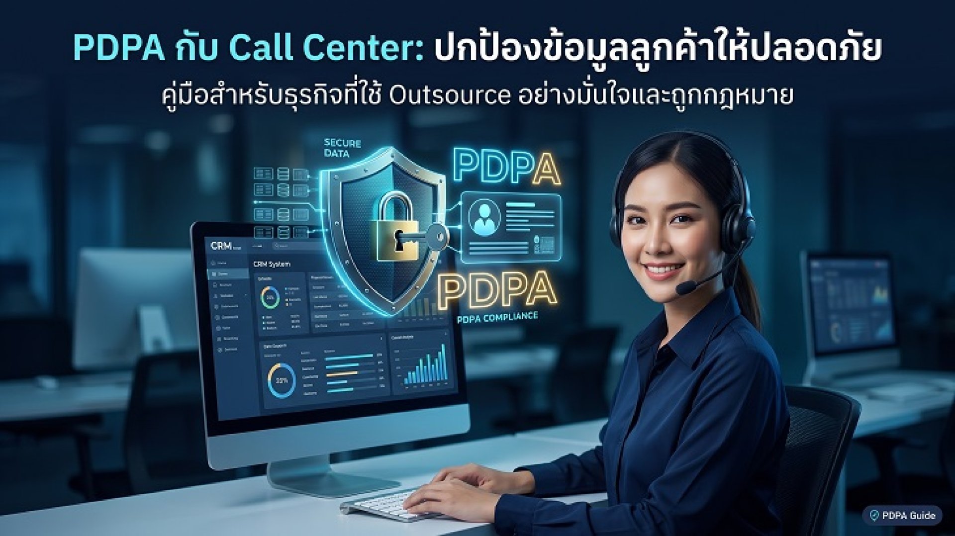 พนักงาน Call Center ทำงานพร้อมระบบรักษาความปลอดภัยข้อมูลลูกค้าตามมาตรฐาน PDPA พนักงาน Call Center ทำงานพร้อมระบบรักษาความปลอดภัยข้อมูลลูกค้าตามมาตรฐาน PDPA