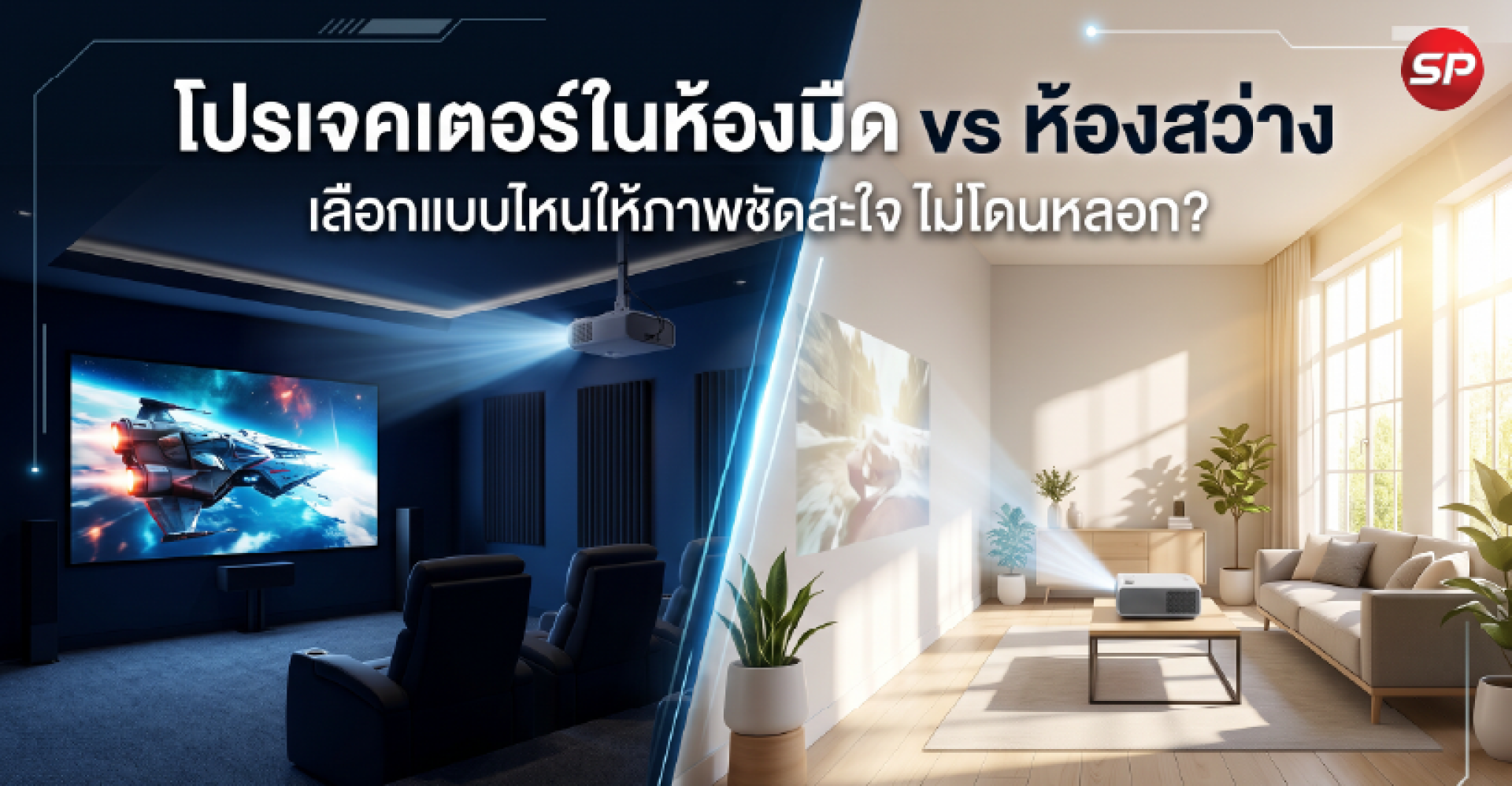 โปรเจคเตอร์ในห้องมืด vs ห้องสว่าง โปรเจคเตอร์ในห้องมืด vs ห้องสว่าง