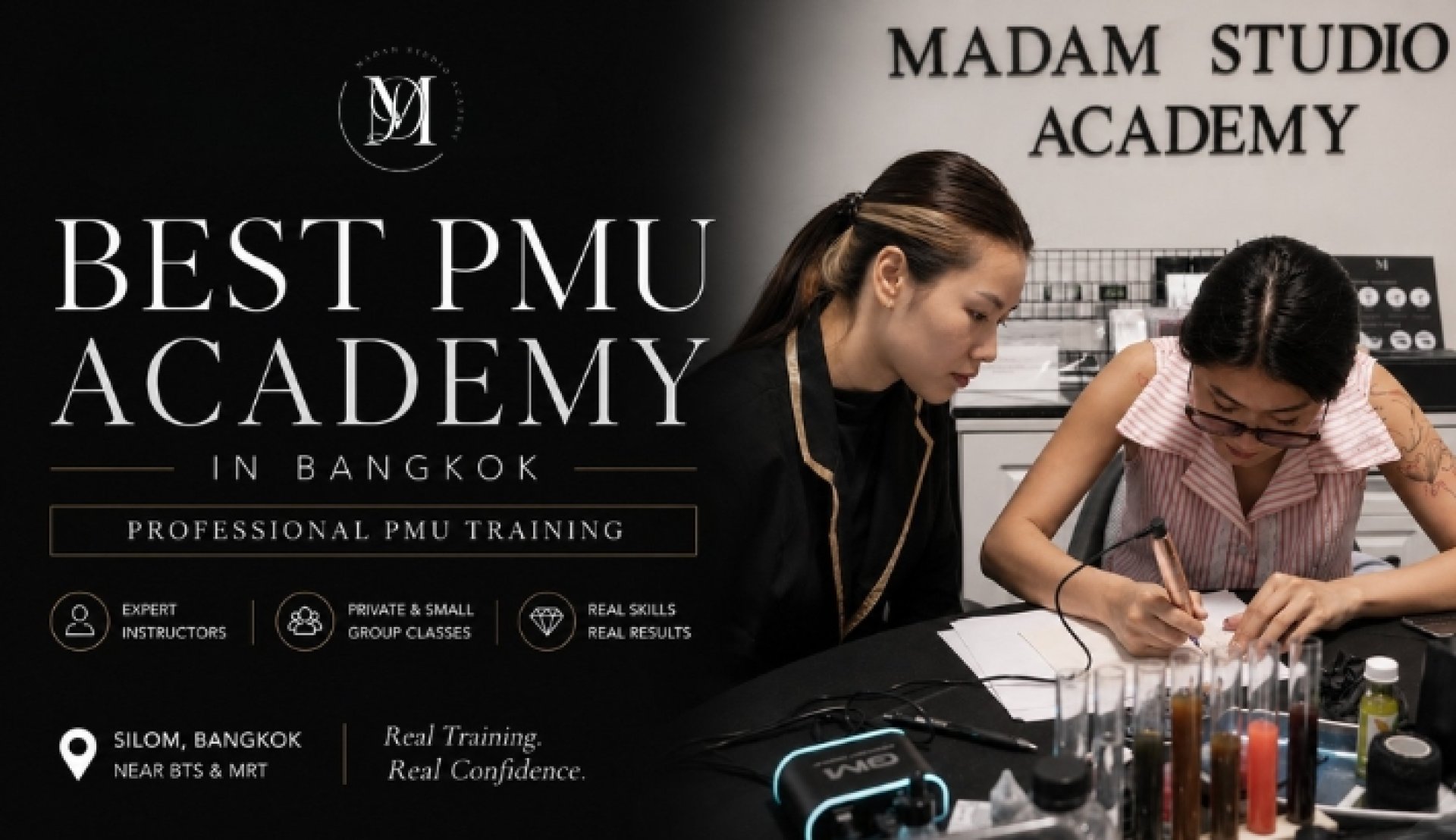 เรียนสักคิ้วที่ไหนดี? Professional PMU Training และ Private PMU Class ที่ Madam Studio Academy Bangkok เรียนสักคิ้วที่ไหนดี? Professional PMU Training และ Private PMU Class ที่ Madam Studio Academy Bangkok