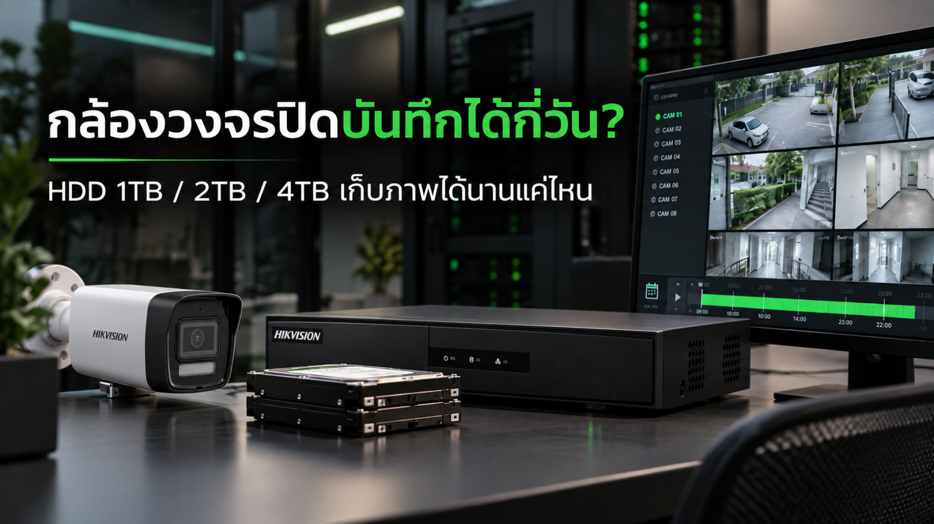 กล้องวงจรปิดพร้อมเครื่องบันทึก Hikvision และ HDD สำหรับเก็บภาพย้อนหลัง กล้องวงจรปิดพร้อมเครื่องบันทึก Hikvision และ HDD สำหรับเก็บภาพย้อนหลัง