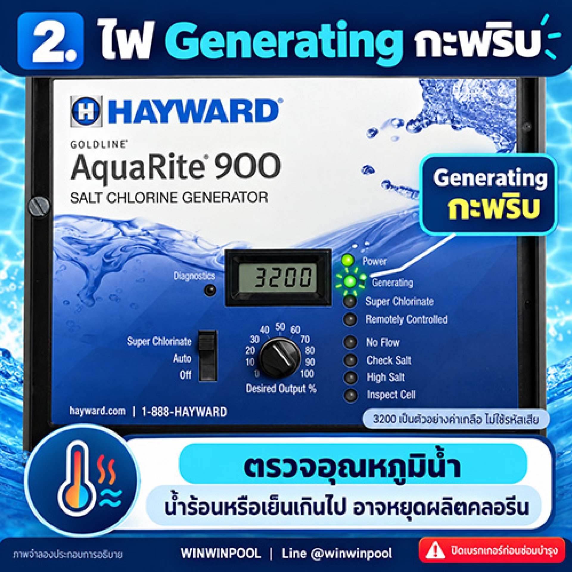 เครื่องเกลือ Hayward AquaRite 900 ไฟ Power ไม่ติด ต้องตรวจอะไรบ้าง? เครื่องเกลือ Hayward AquaRite 900 ไฟ Power ไม่ติด ต้องตรวจอะไรบ้าง?