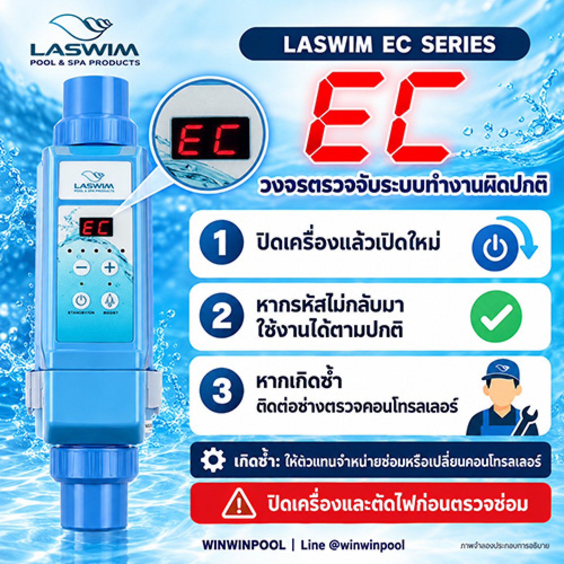 เครื่องเกลือ Laswim EC Series ขึ้น EC หมายถึงอะไร? เครื่องเกลือ Laswim EC Series ขึ้น EC หมายถึงอะไร?