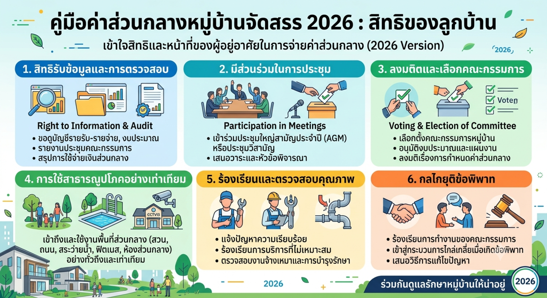 คู่มือค่าส่วนกลางหมู่บ้านจัดสรร 2026 : สิทธิของลูกบ้าน คู่มือค่าส่วนกลางหมู่บ้านจัดสรร 2026 : สิทธิของลูกบ้าน