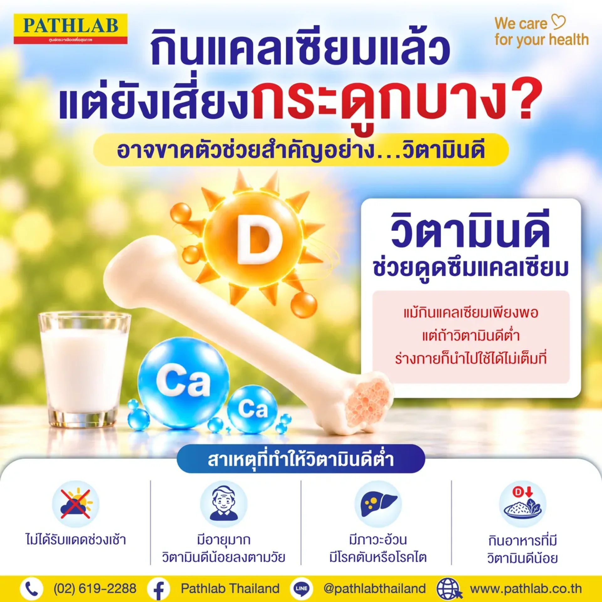 วิตามินดีช่วยดูดซึมแคลเซียม ป้องกันกระดูกบางและกระดูกพรุน - พาธแล็บ PATHLAB วิตามินดีช่วยดูดซึมแคลเซียม ป้องกันกระดูกบางและกระดูกพรุน - พาธแล็บ PATHLAB