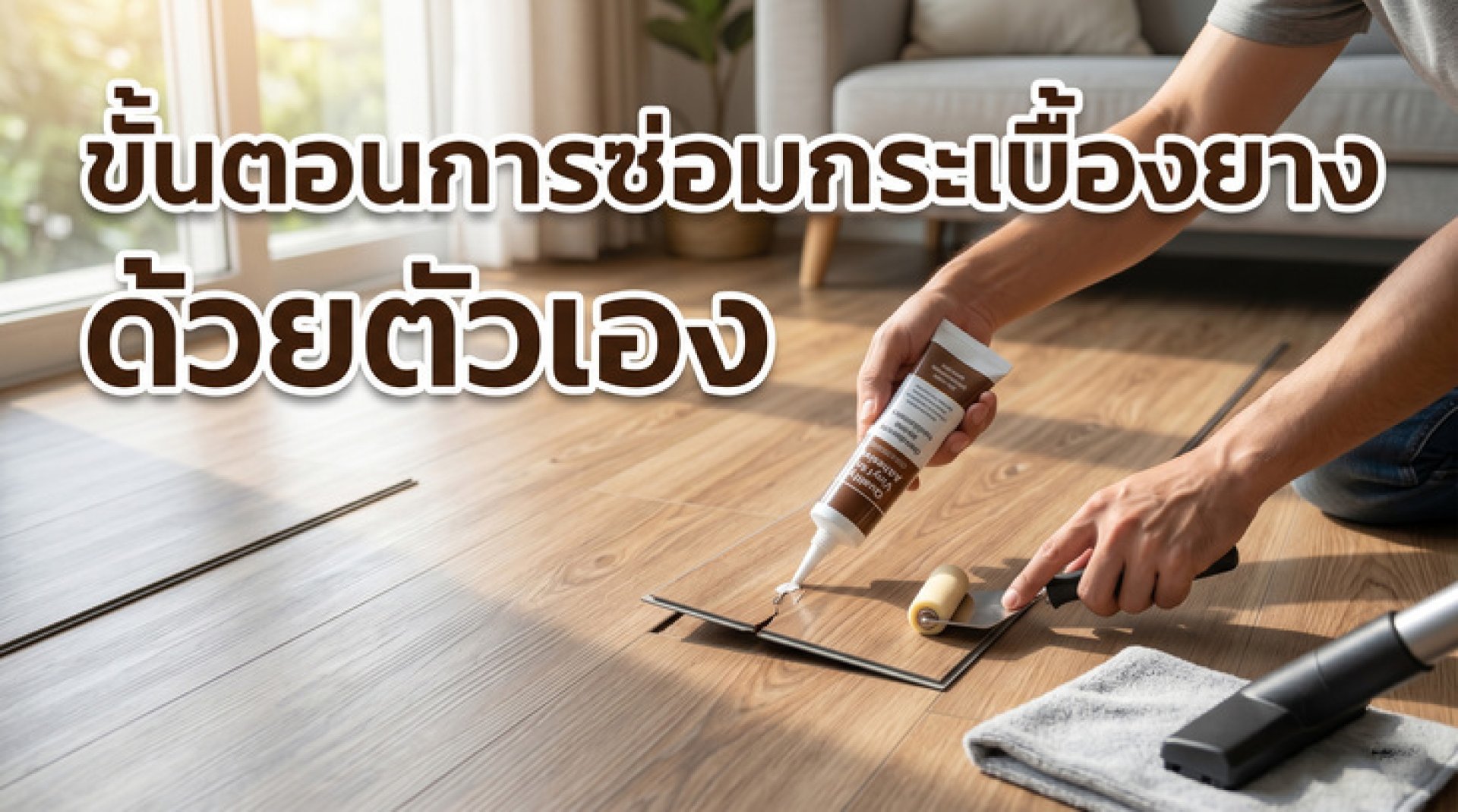 การซ่อมกระเบื้องยางด้วยตนเองโดยใช้กาวทาบนแผ่นพื้น การซ่อมกระเบื้องยางด้วยตนเองโดยใช้กาวทาบนแผ่นพื้น