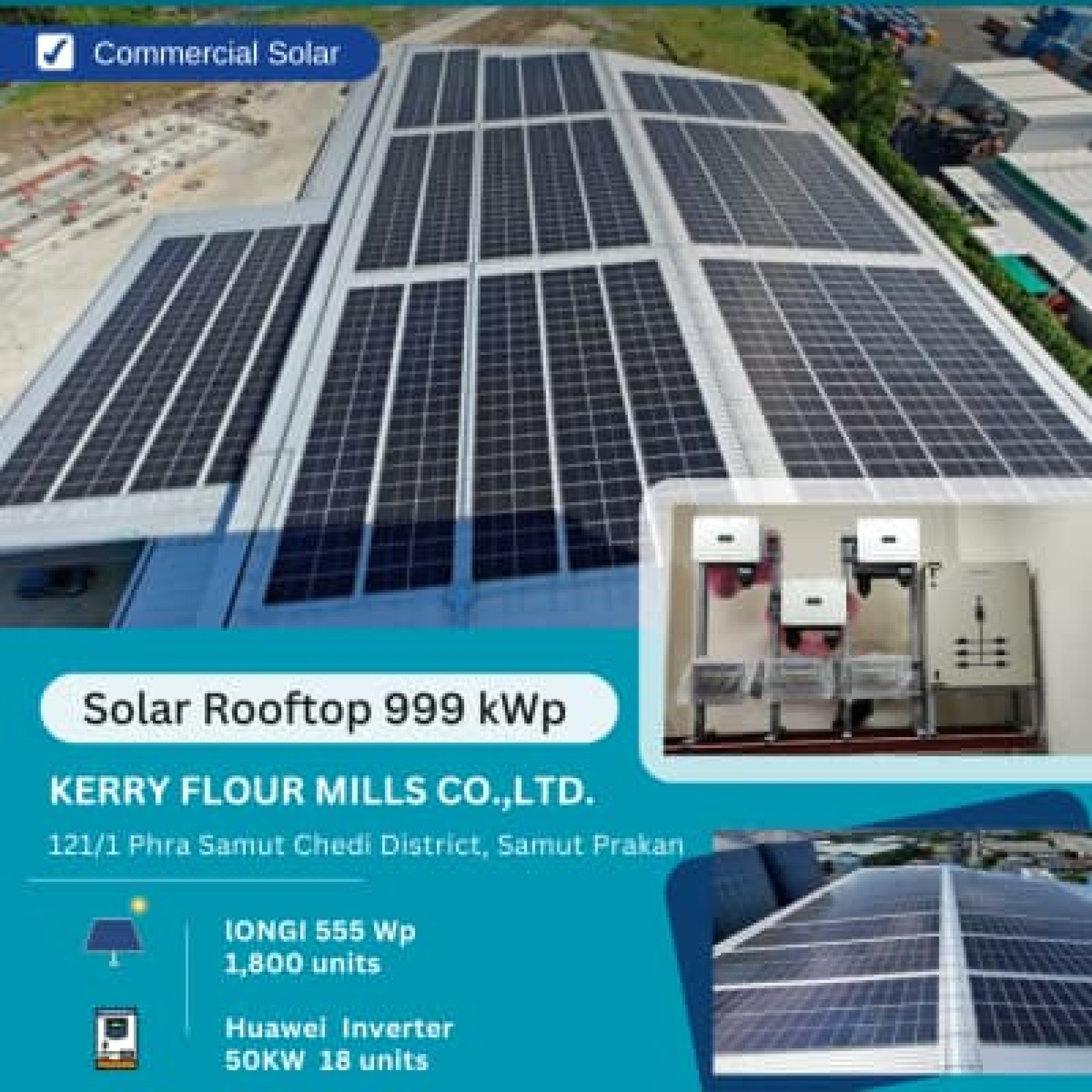 ติดตั้ง solar rooftop ที่ บริษัท เคอรี่ ฟลาวมิลล์ จำกัด ขนาด 999 kWp โดย Microgrid Technology Co.,Ltd. ติดตั้ง solar rooftop ที่ บริษัท เคอรี่ ฟลาวมิลล์ จำกัด ขนาด 999 kWp โดย Microgrid Technology Co.,Ltd.