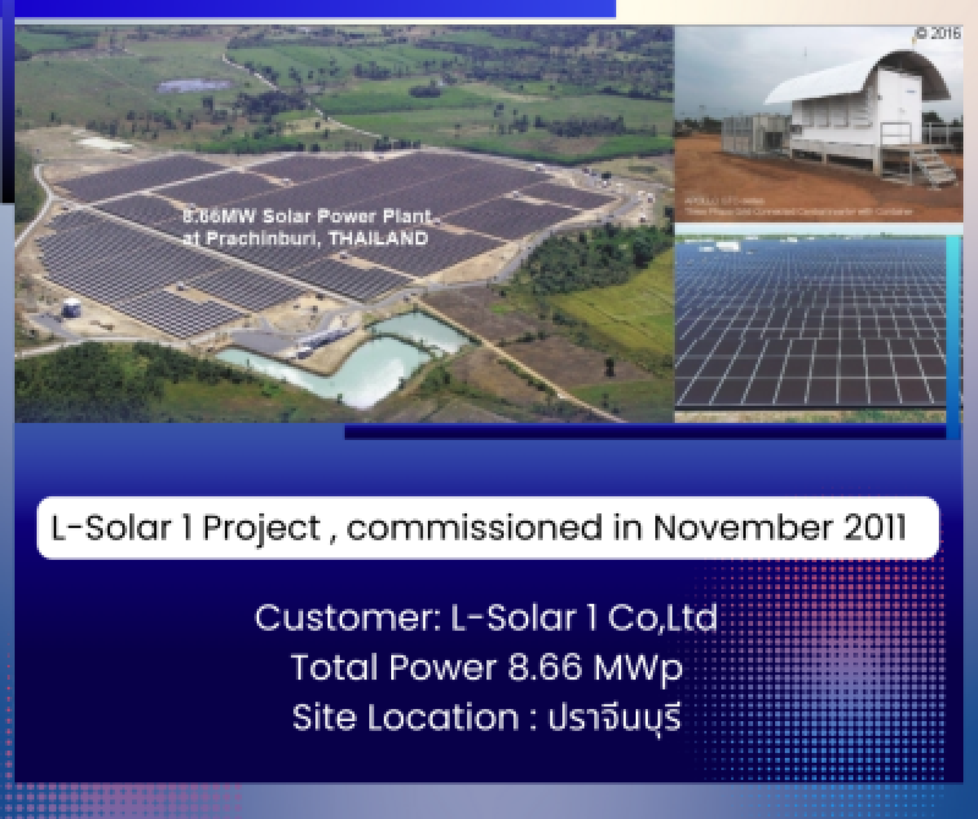 Solar Farm ขนาด 8.66 MWp โดย Microgrid Technology" Solar Farm ขนาด 8.66 MWp โดย Microgrid Technology"