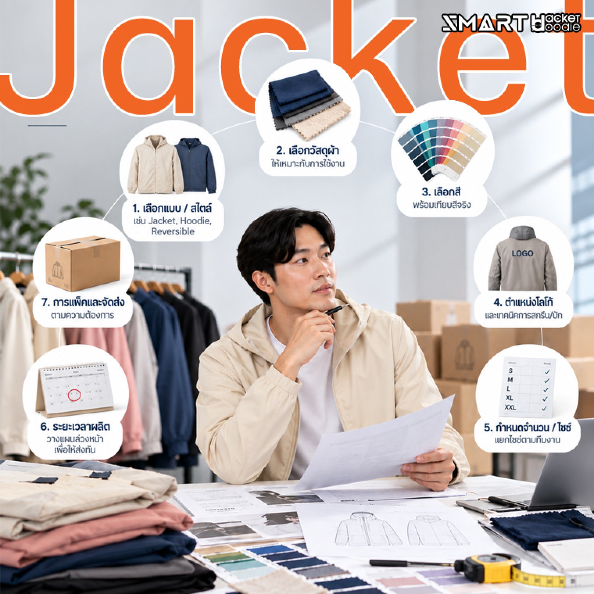 สั่งผลิตเสื้อ Jacket จำนวนมาก ต้องเตรียมอะไรบ้าง สั่งผลิตเสื้อ Jacket จำนวนมาก ต้องเตรียมอะไรบ้าง