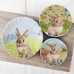 Miniature Bunny Plates for Easter Dollhouse Décor