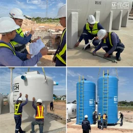 ทีมวิศวกรควบคุมการยกติดตั้งถังระบบ_Water_Recycling_ให้ตรงตามแบบวิศวะ